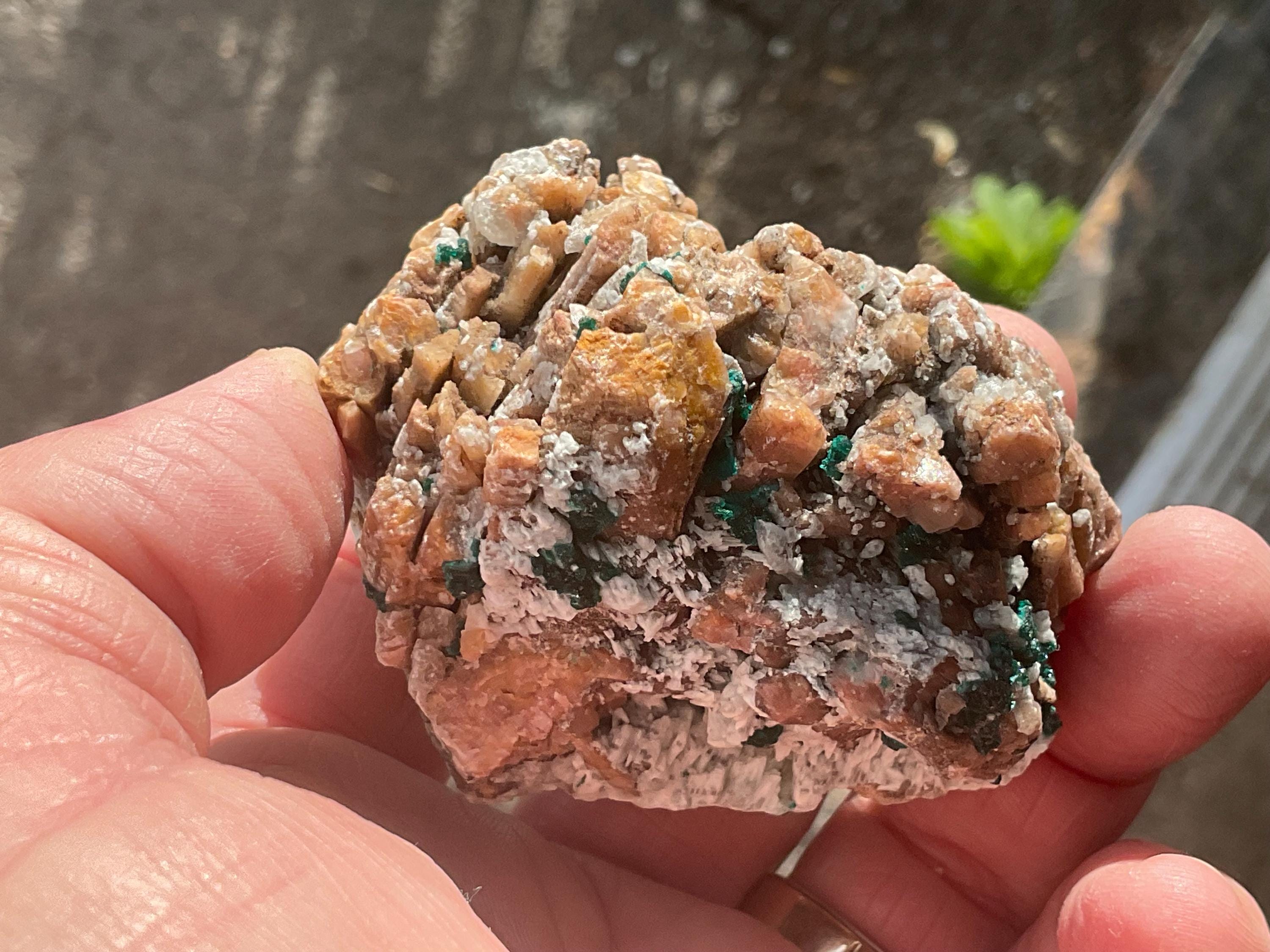282g Malachite and Selenite on Dolomite Matrix Specimen 1C from Morocco