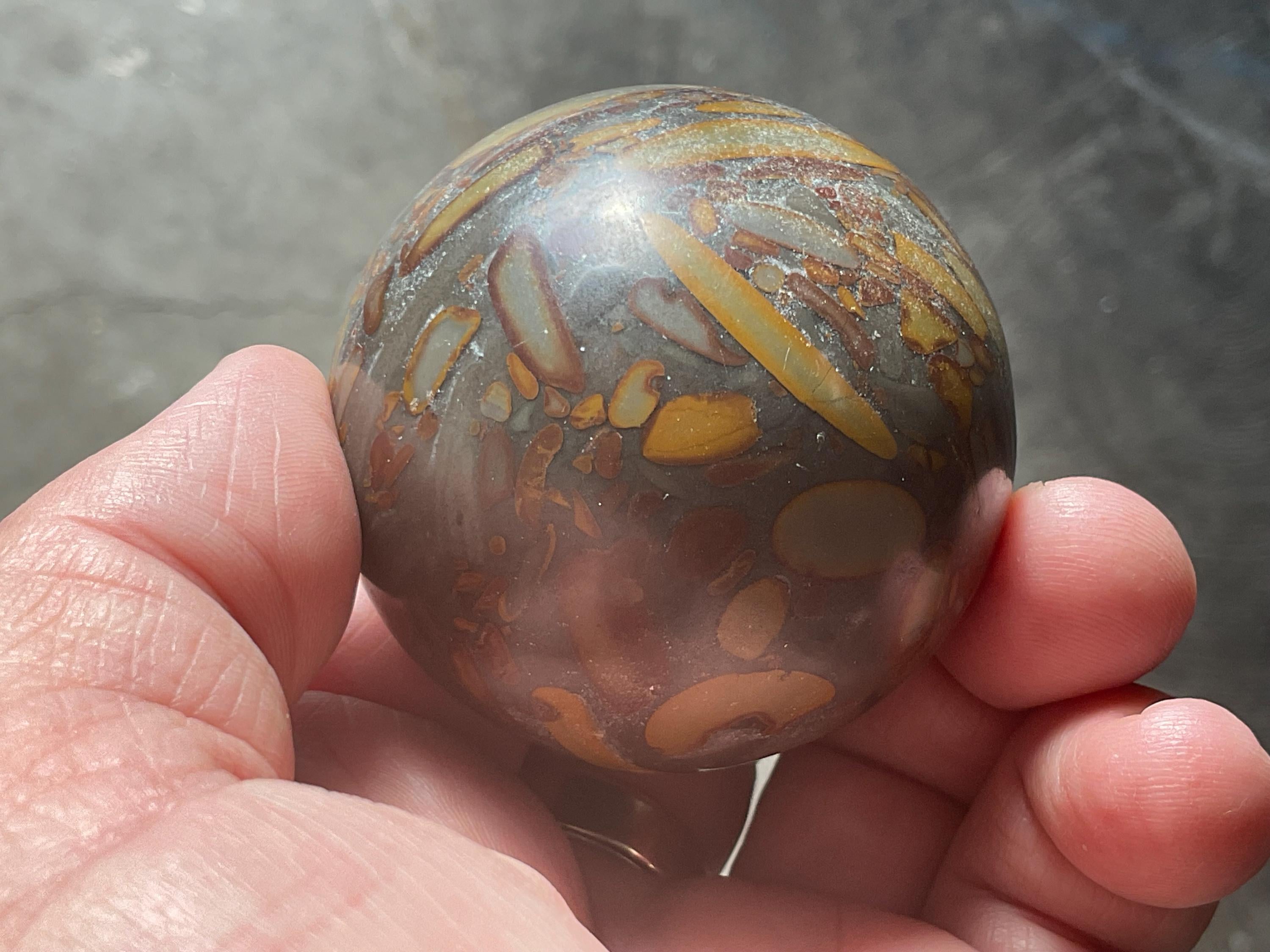 186g Bamboo Jasper Sphere 3A (Perfectly Imperfect)