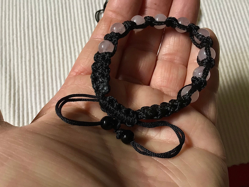 Rose Quartz 8mm Bead Adjustable Macramé Bracelet