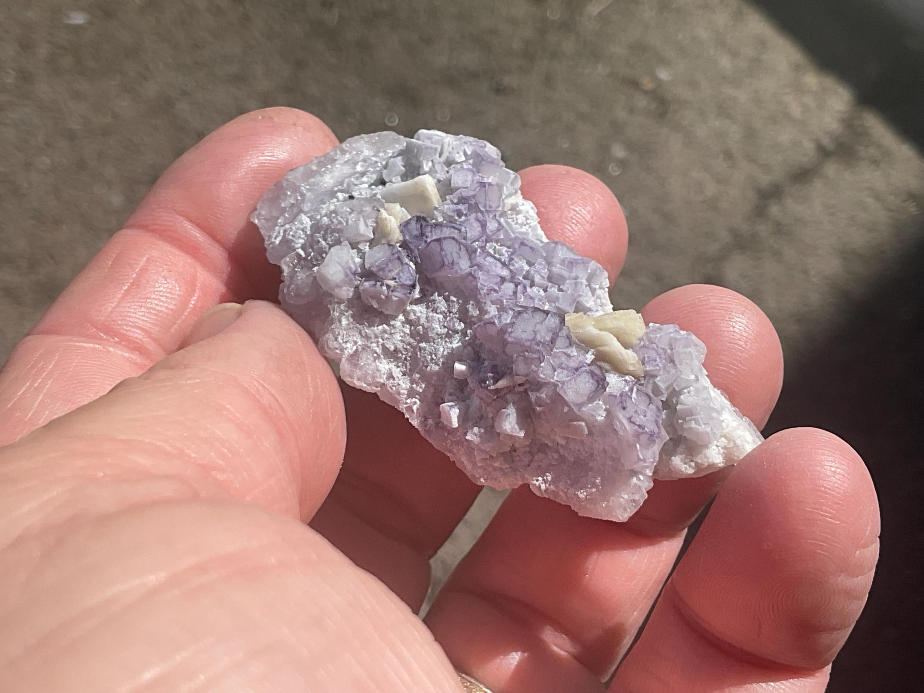 40g Lavender QR Code Fluorite Specimen 3B