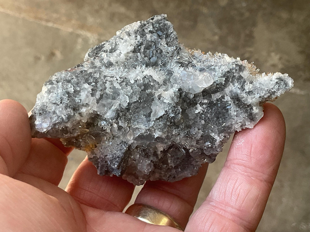 116g Hematite Stained Needle Quartz with Fluorite Specimen 1A from Fujian, China