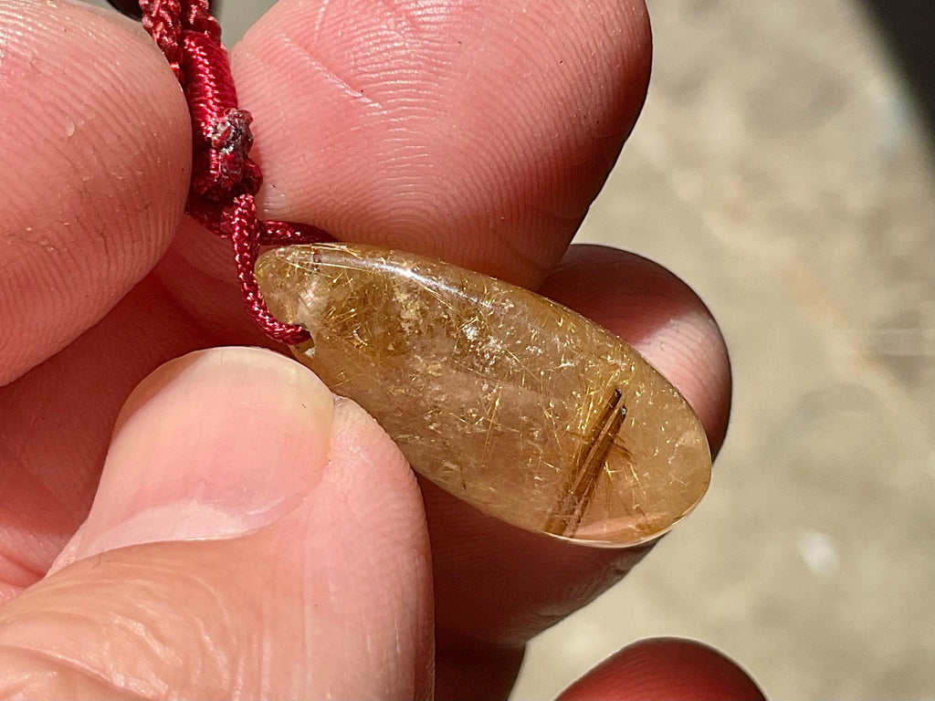Golden Rutile Teardrop Adjustable Pendant B