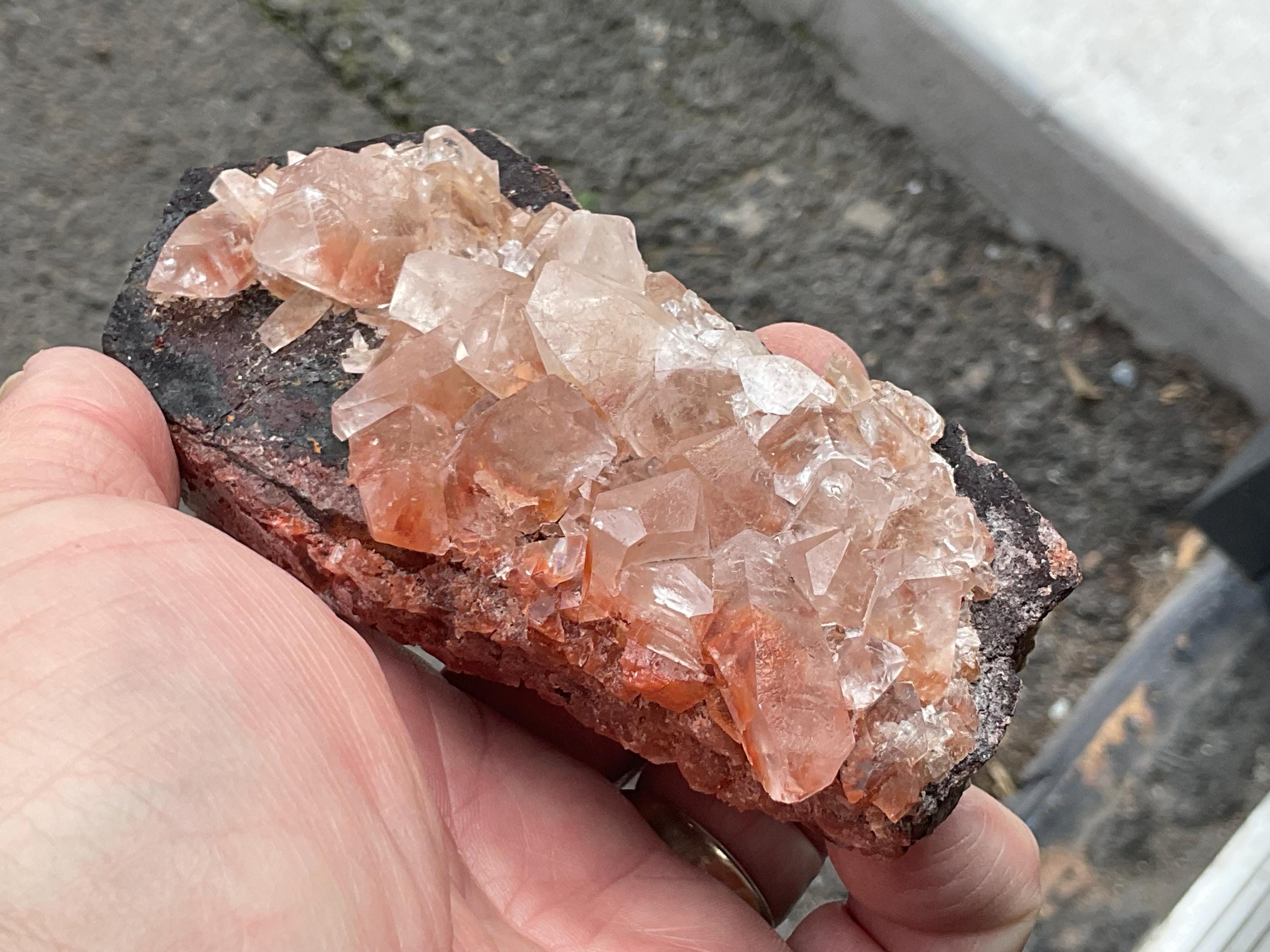 266g Blocky Calcite on Hematite Quartzite Specimen 3A from Hubei, China