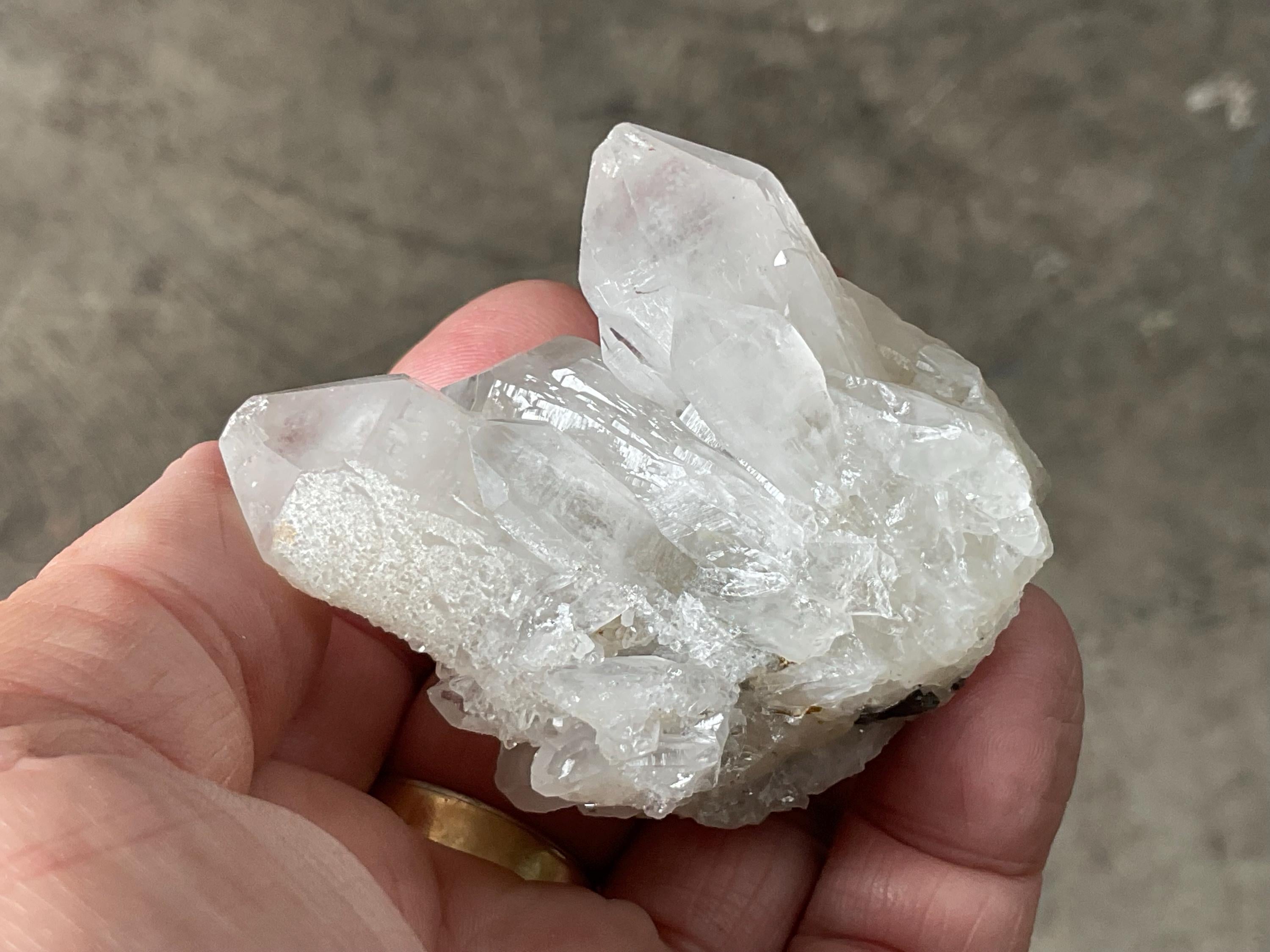 116g Clear Quartz Cluster with Molybdenite from Kingsgate, Australia