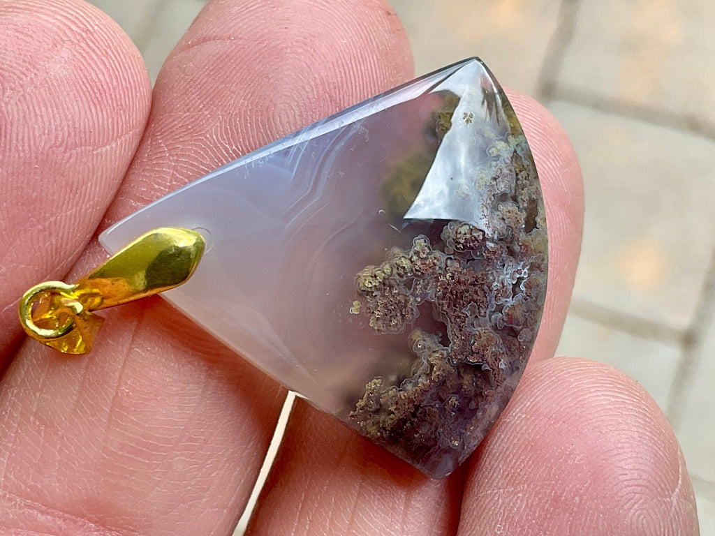 7g Moss Agate/Garden Quartz Pendant D