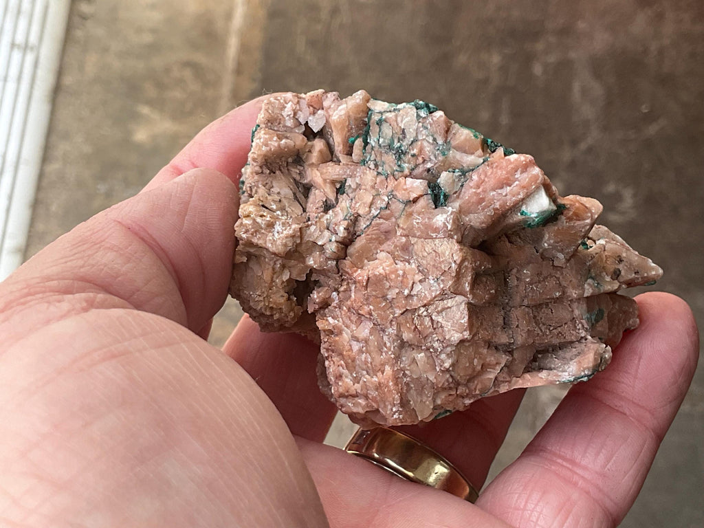 230g Malachite and Selenite on Dolomite Matrix Specimen 1B from Morocco