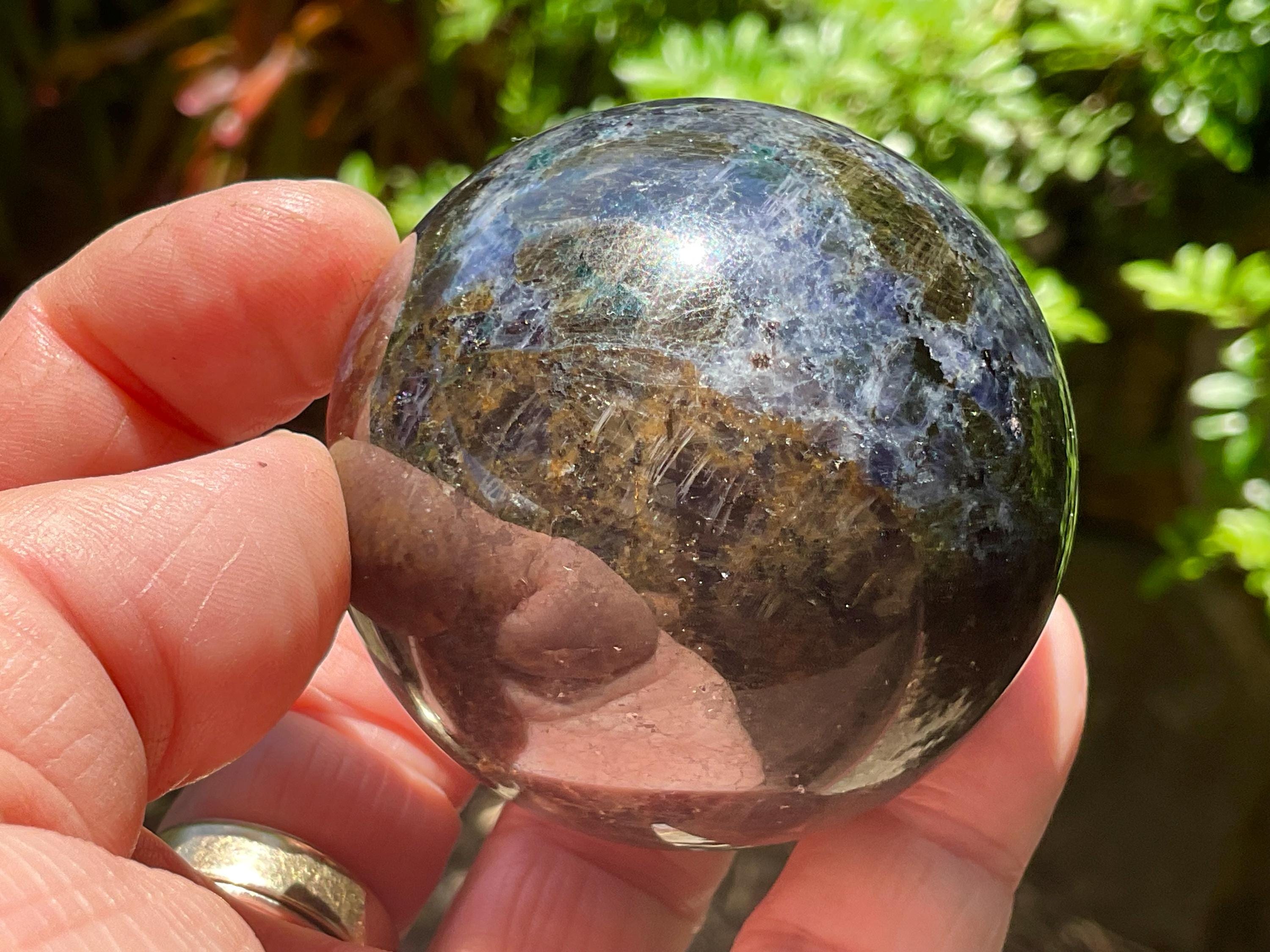 236g Iolite with Apatite Sphere 3A