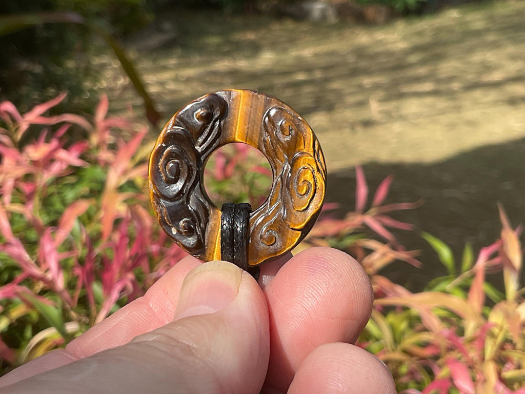 Tiger Eye Donut Flower Pendant B
