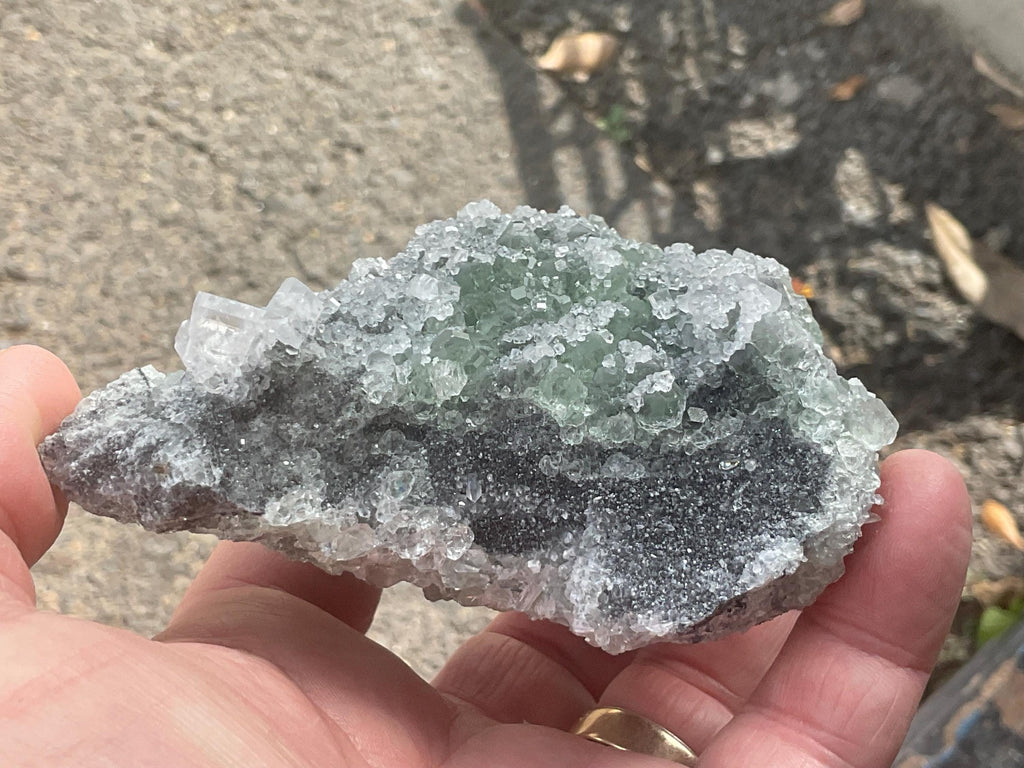 356g Clear Columnar Calcite with Quartz and Fluorite from Fujian, China