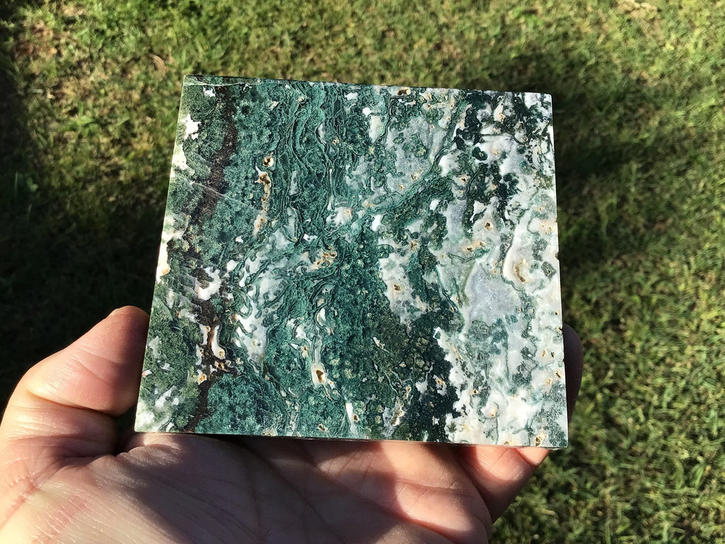 215g Moss Agate Polished Slice 4B