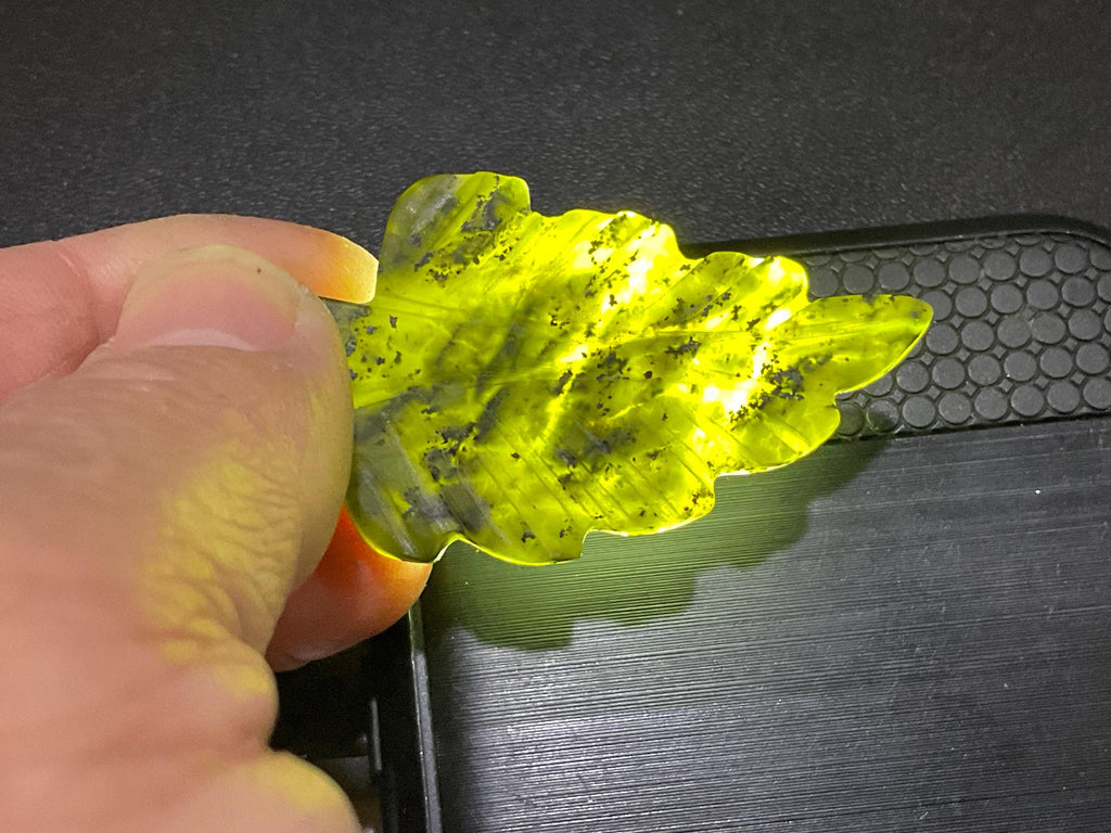 Dark Green Pakistan Asterite Drilled Leaf Pendant Group 3