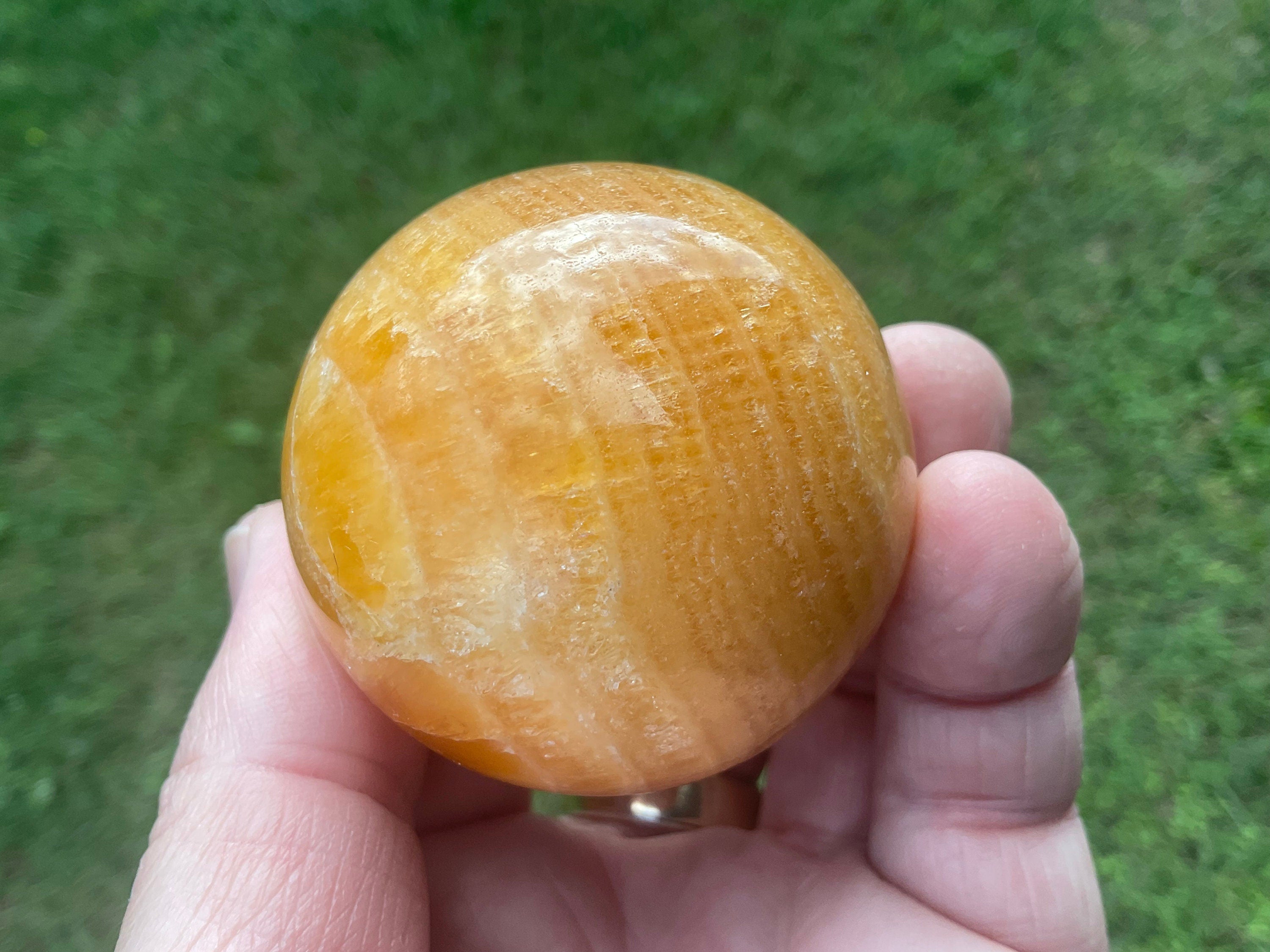 196g “Orange Fire Calcite” Sphere 1B