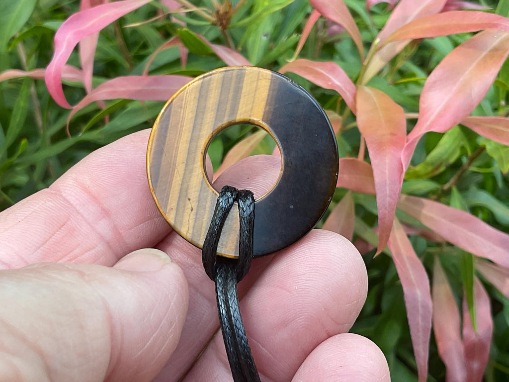 Tiger Eye Donut Flower Pendant B