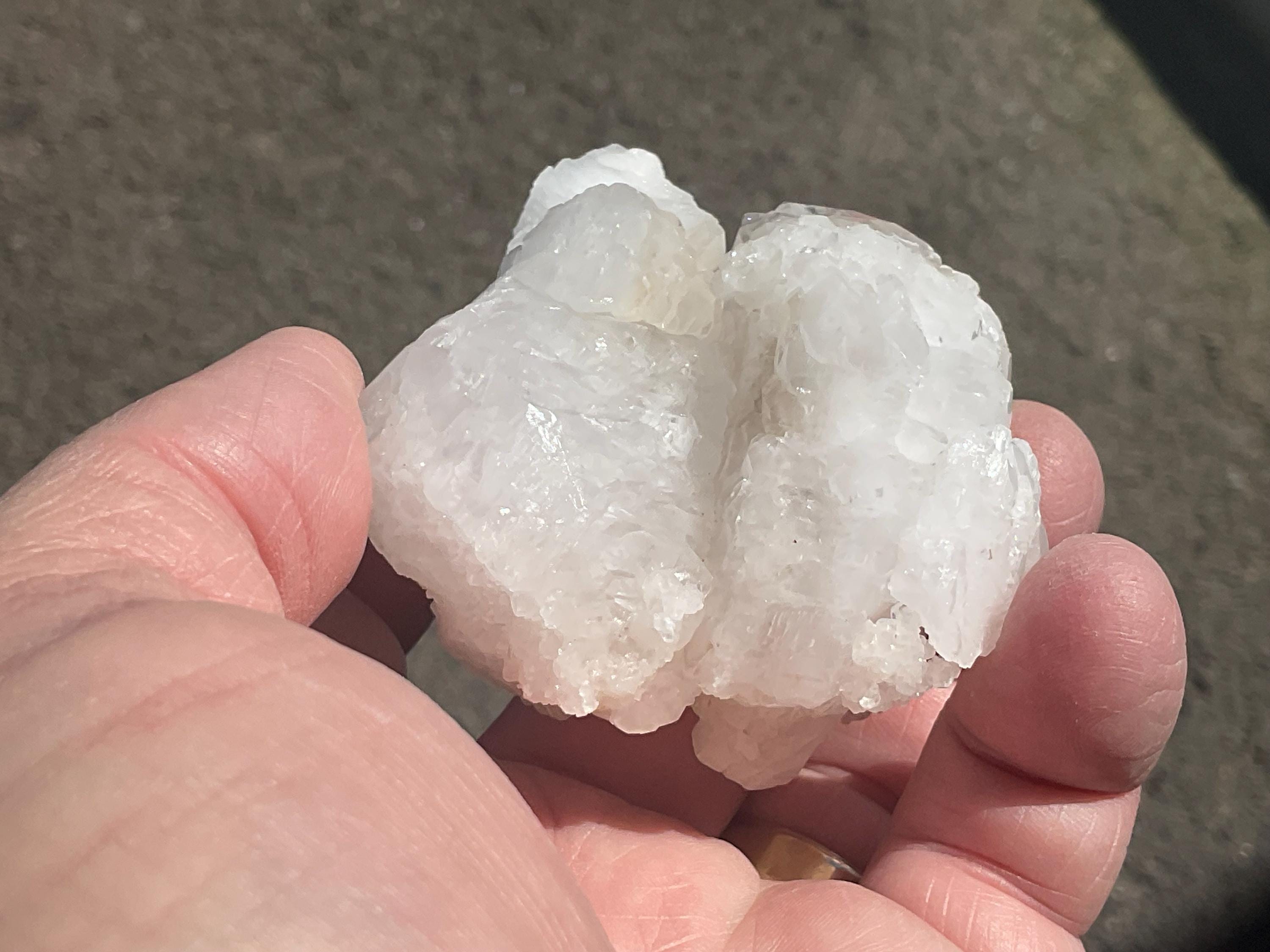 154g White Dolomite on White Calcite Specimen C from Hunan, China