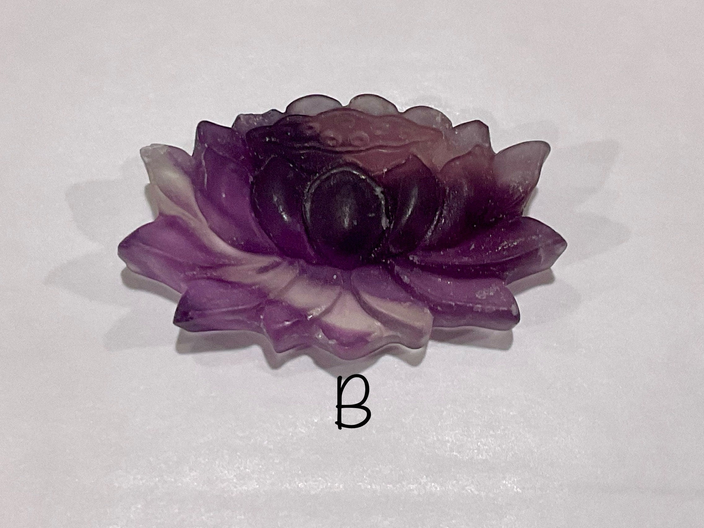 Matt Finish Rainbow Fluorite Carved Lotus Flower Group 1