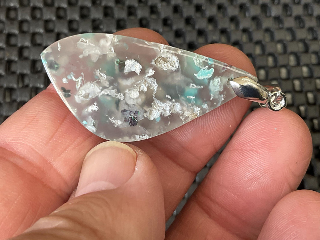 8g Natural Chrysocolla in Chalcedony Pendant 2A