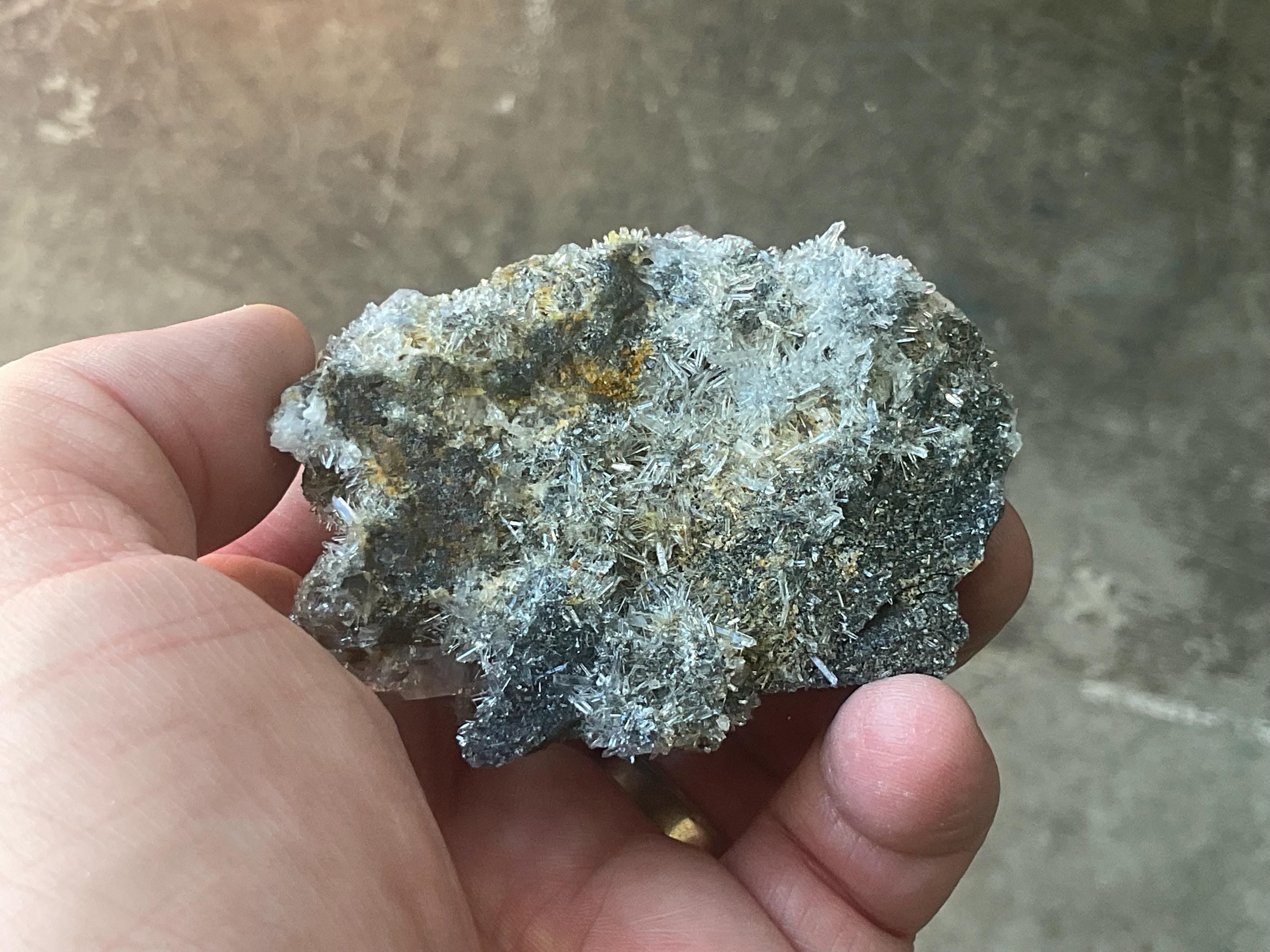 134g Hematite Stained Needle Quartz with Fluorite Specimen 1B from Fujian, China