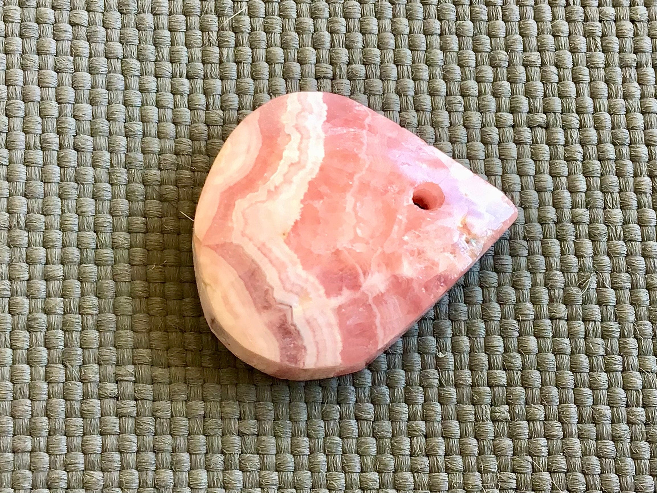 4g Rhodochrosite Drilled Pendant 3C
