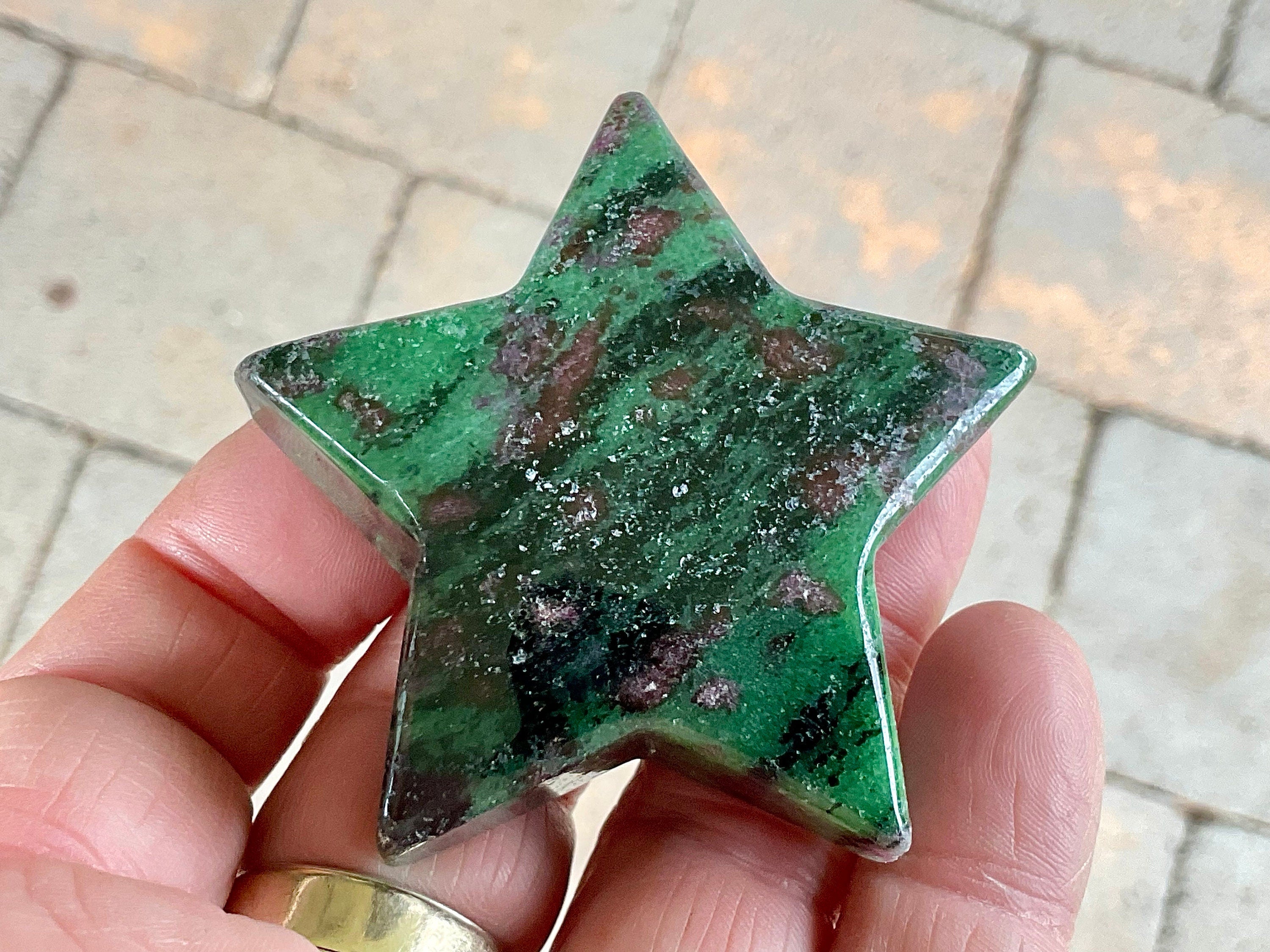 89g Ruby in Zoisite Polished Star 3C