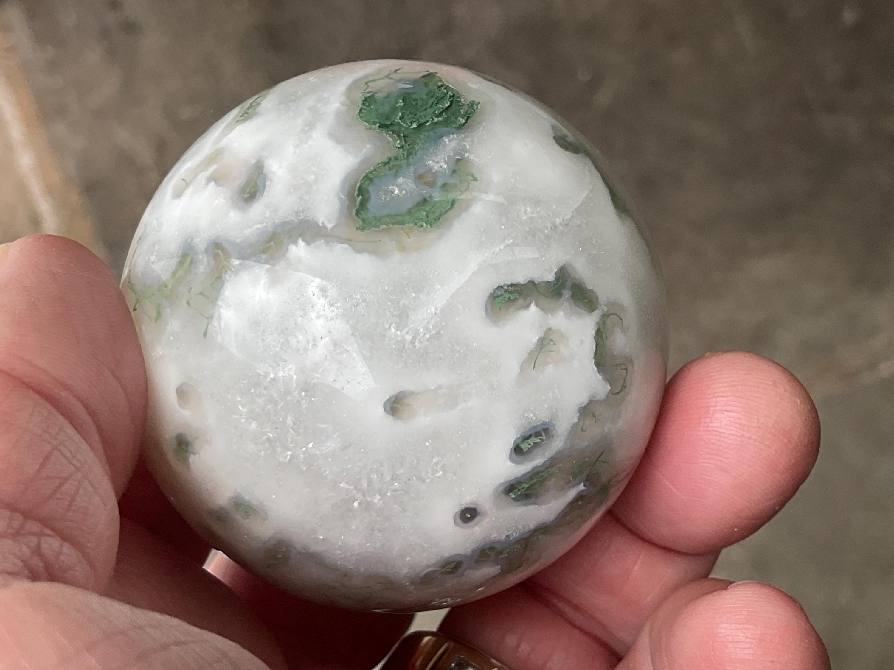 216g Moss Agate Sphere 4B