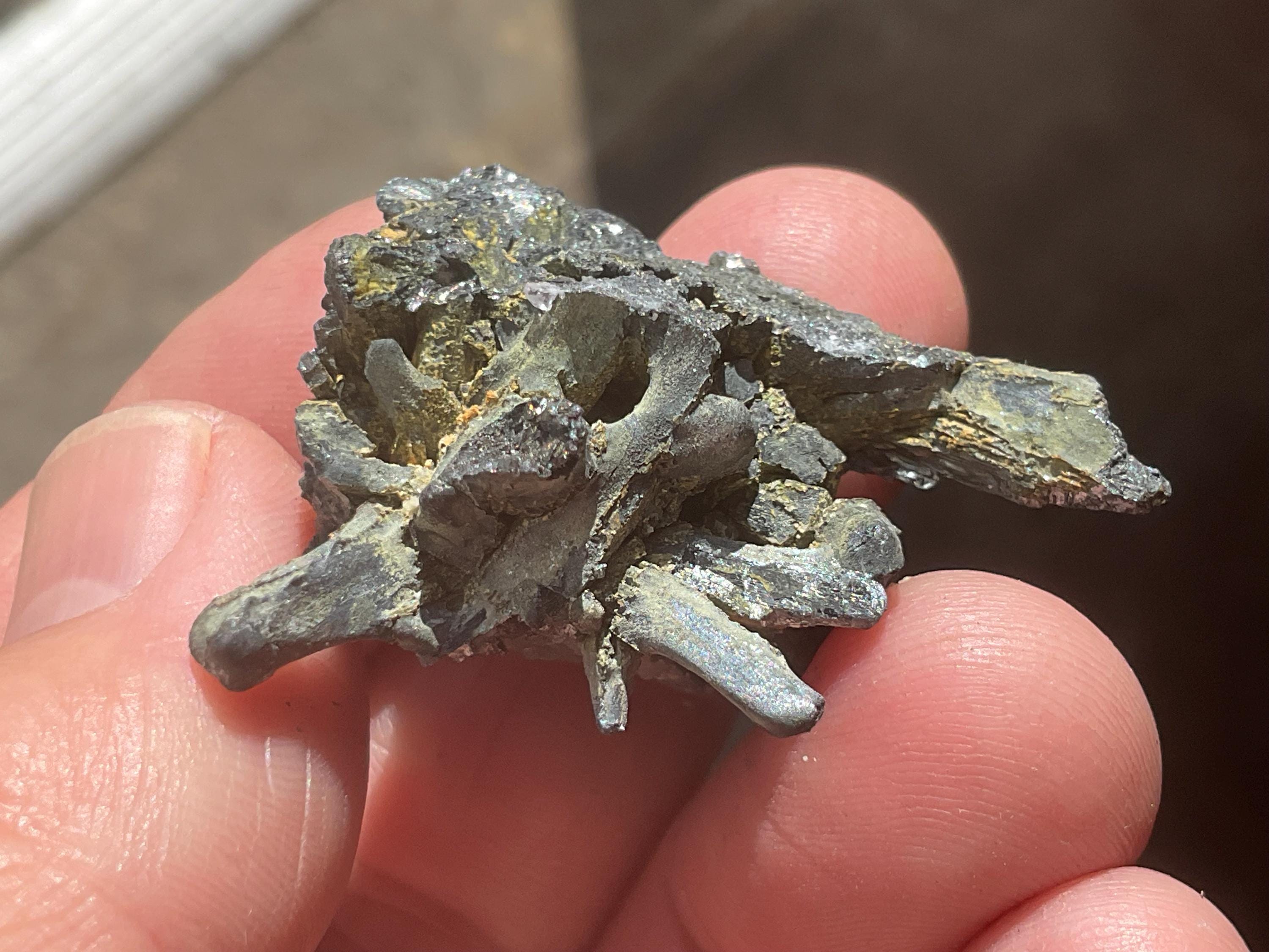 22g Botryoidal Fluorite with Valentinite on Stibnite Specimen 4C from Jiangxi, China
