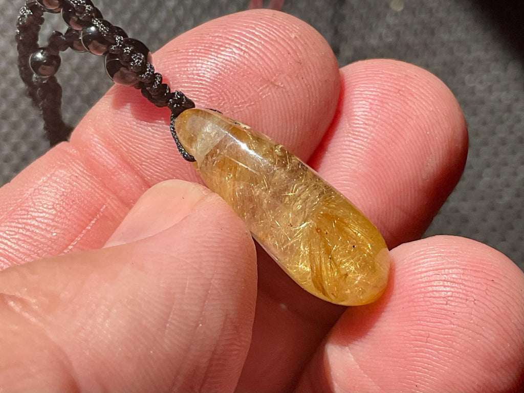 Golden Rutile Teardrop Adjustable Pendant A