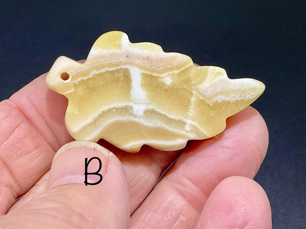 Orange Banded Calcite Drilled Leaf Pendant Group 3