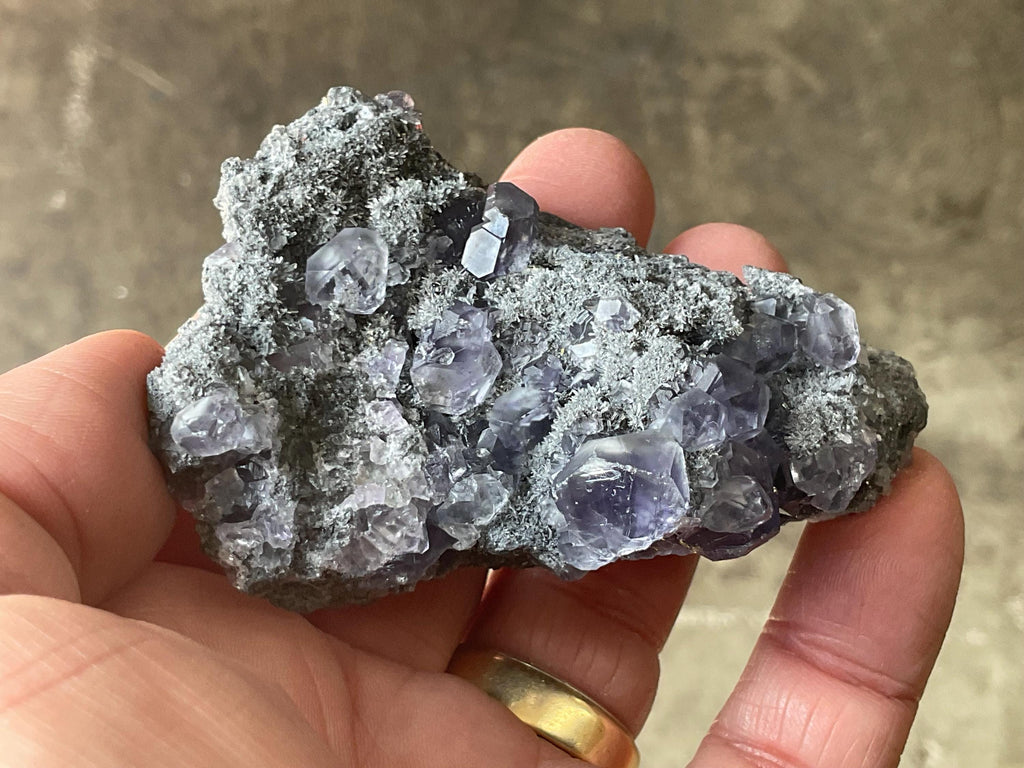 104g Blue/Purple Fluorite in Quartz Matrix Specimen 2B from Fujian, China