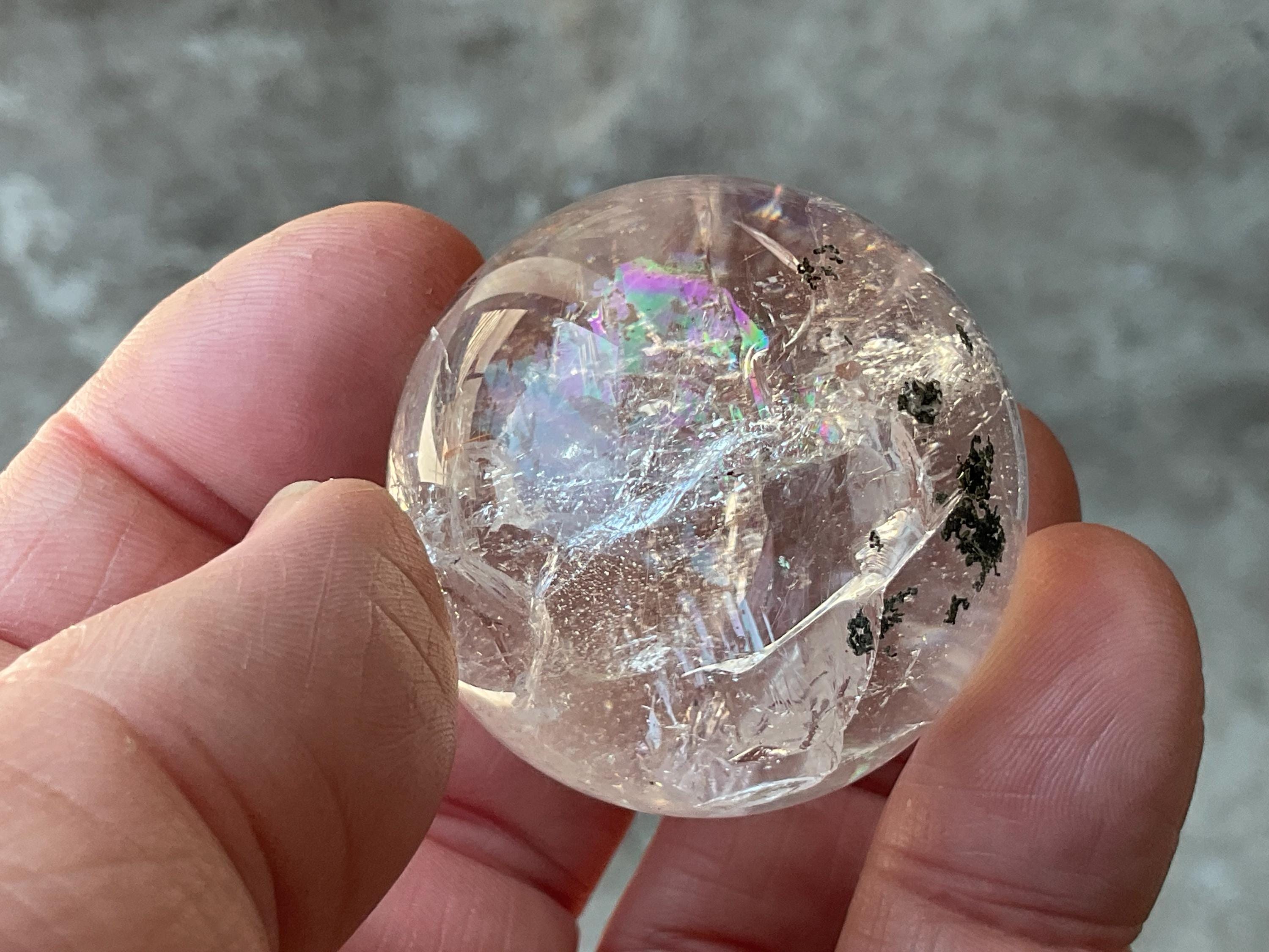 74g Clear Quartz Sphere with Rainbows 2B