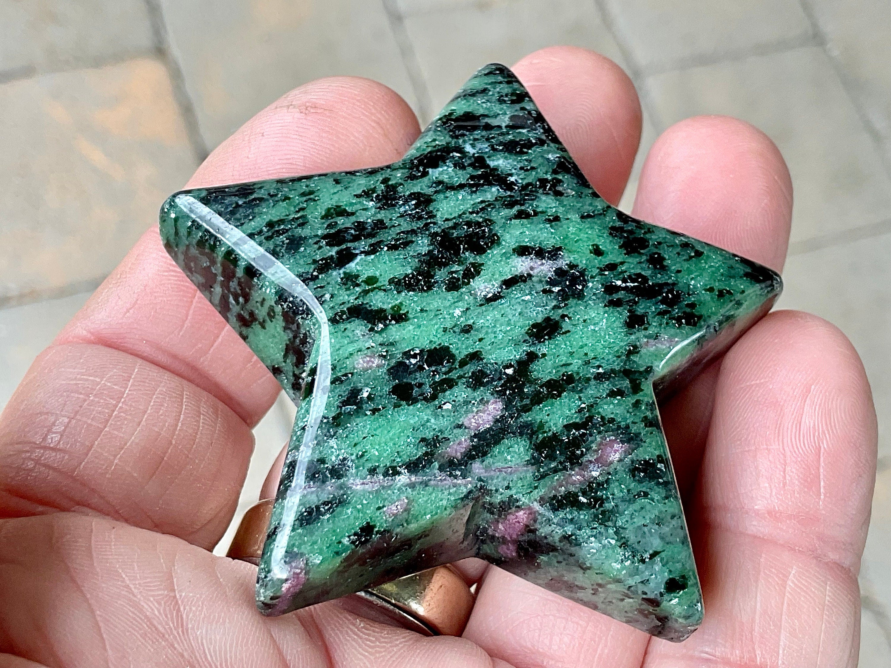 77g Ruby in Zoisite Polished Star 2C