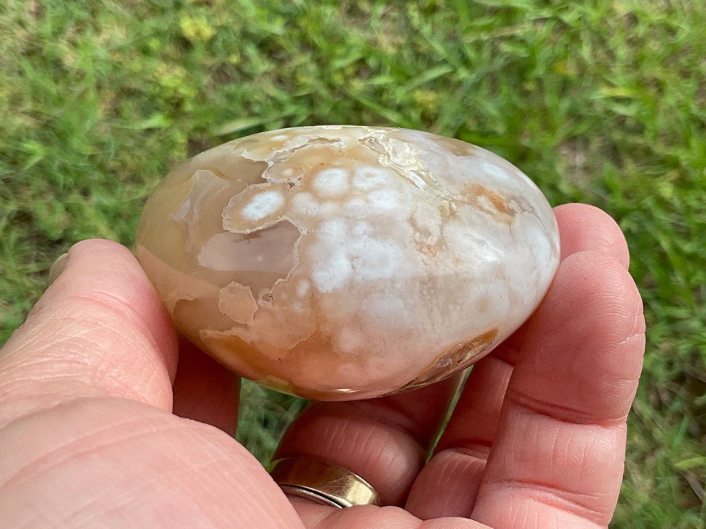 215g Flower Agate Palmstone 12B