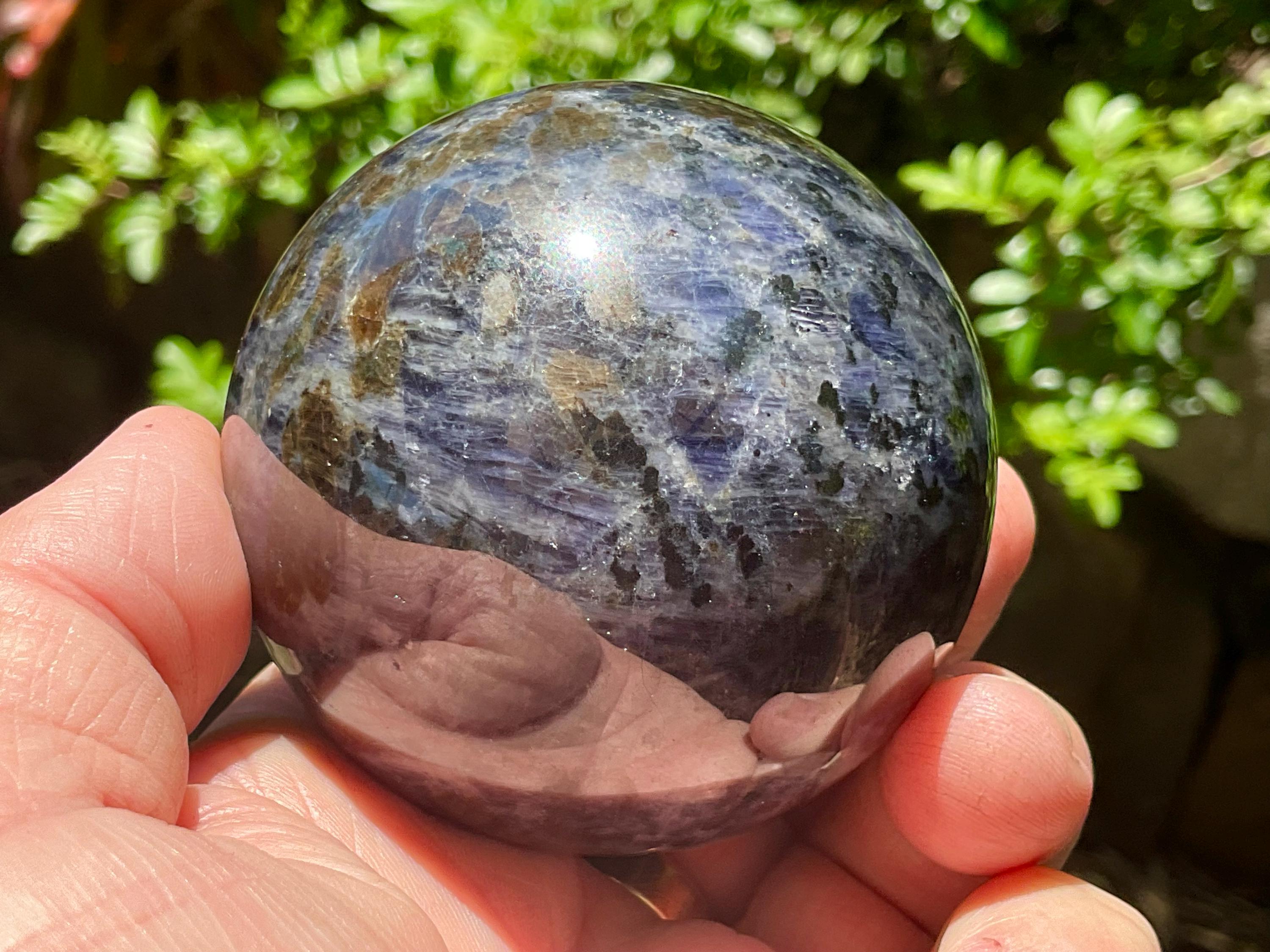 372g Iolite with Apatite Sphere 4B