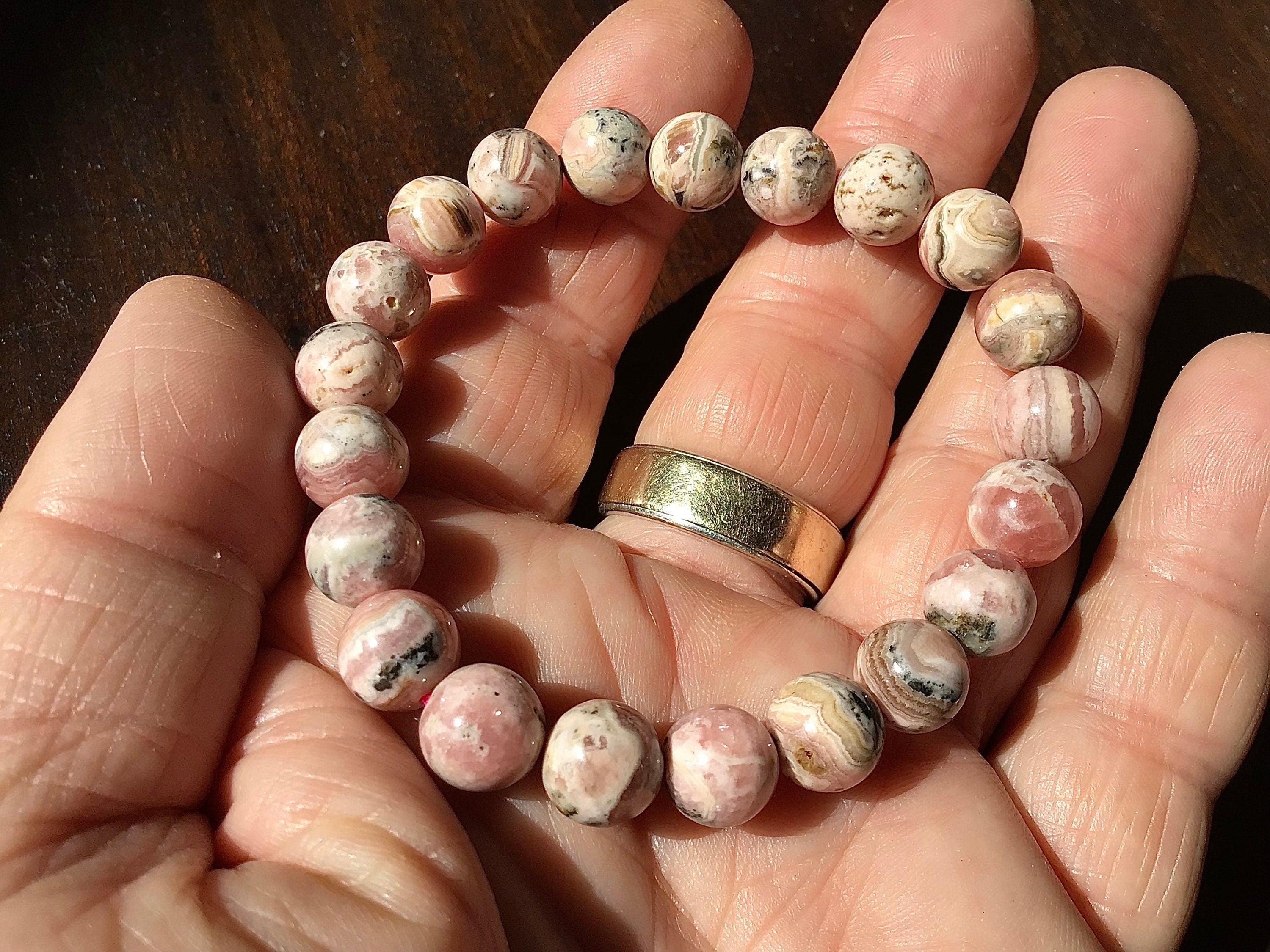 8mm Rhodochrosite Bead Bracelet (21 beads) B