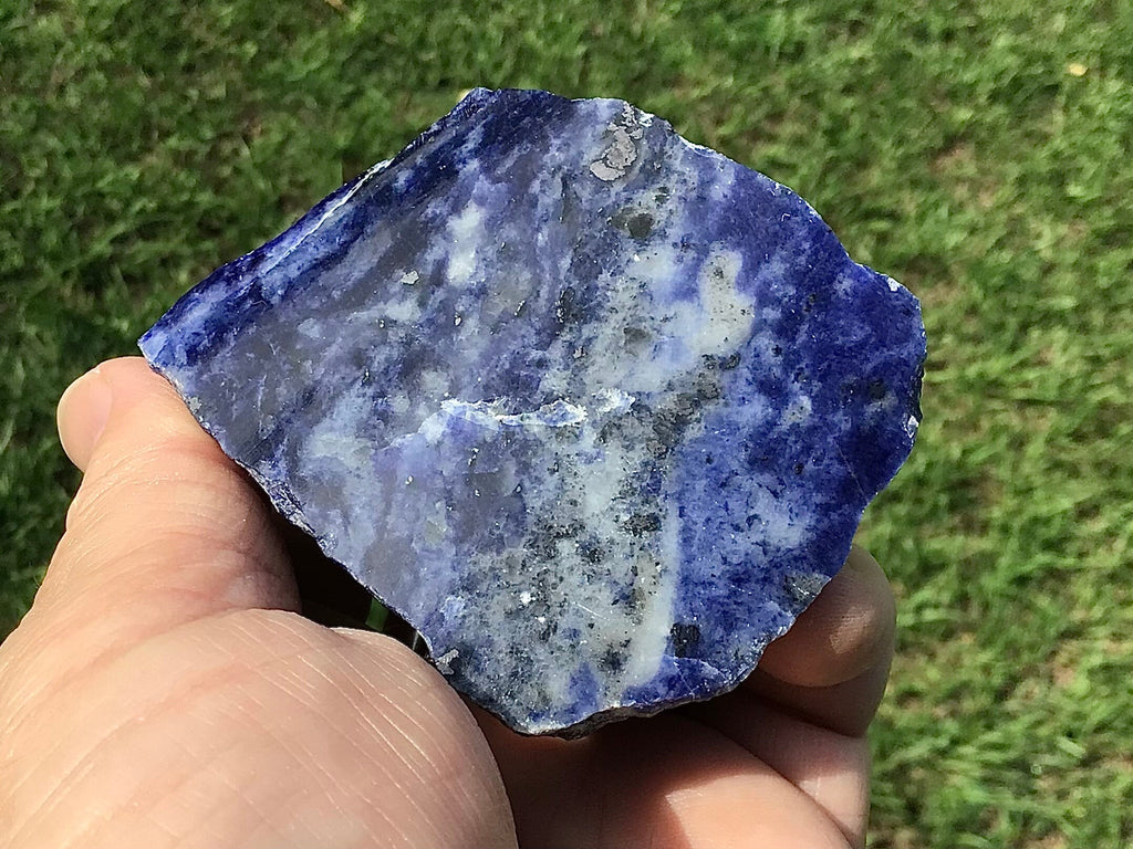 216g Sodalite with Graphite One Side Polished 2C