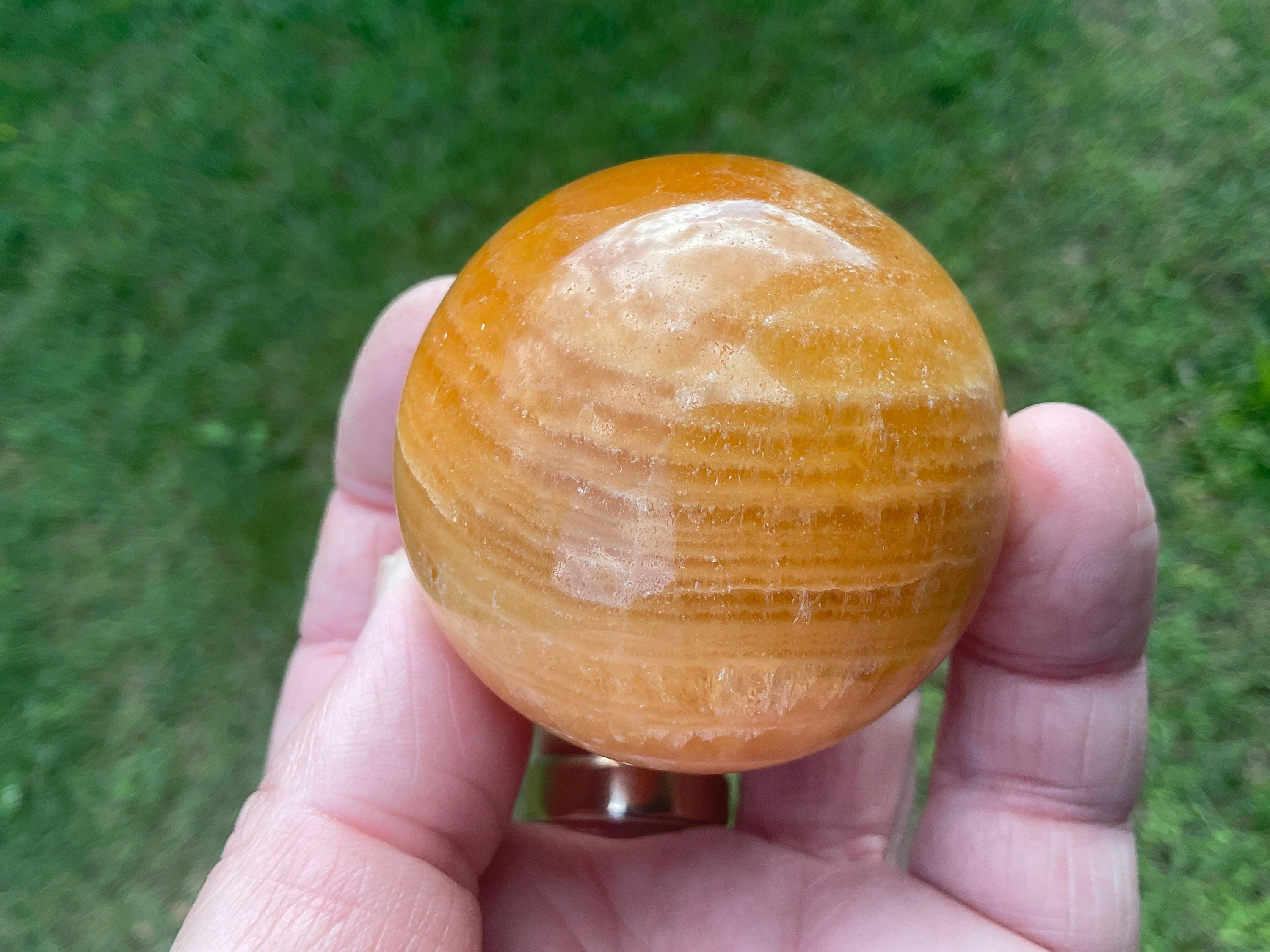 196g “Orange Fire Calcite” Sphere 1B