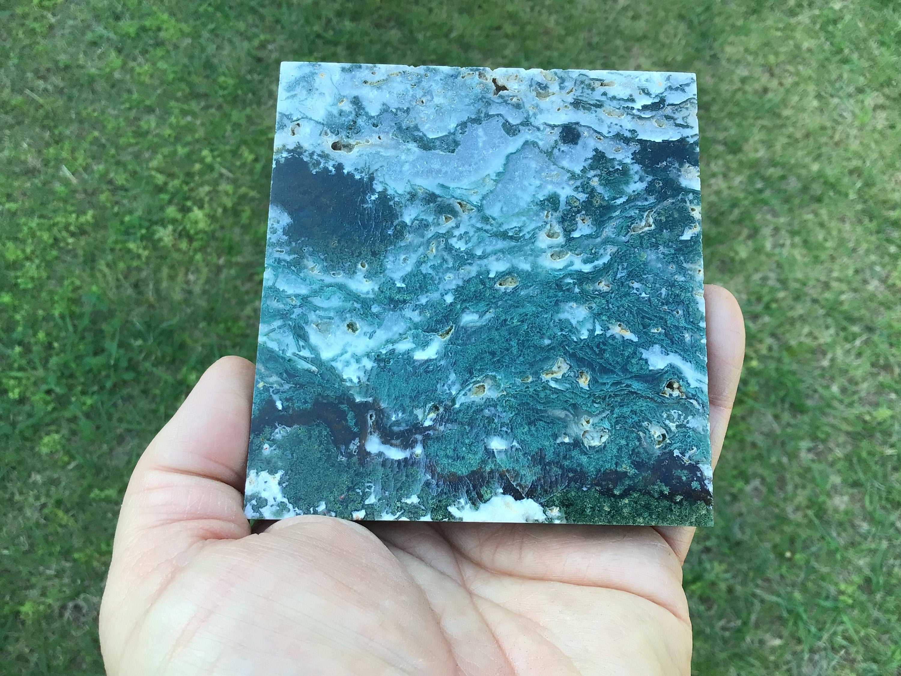 215g Moss Agate Polished Slice 4B
