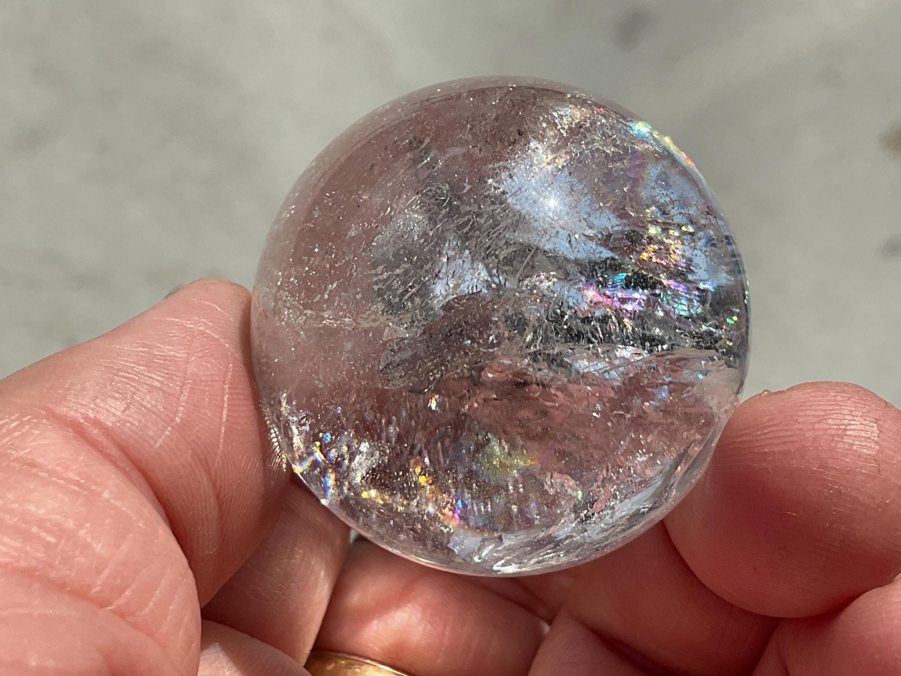 78g Clear Quartz Sphere with Rainbows 3A