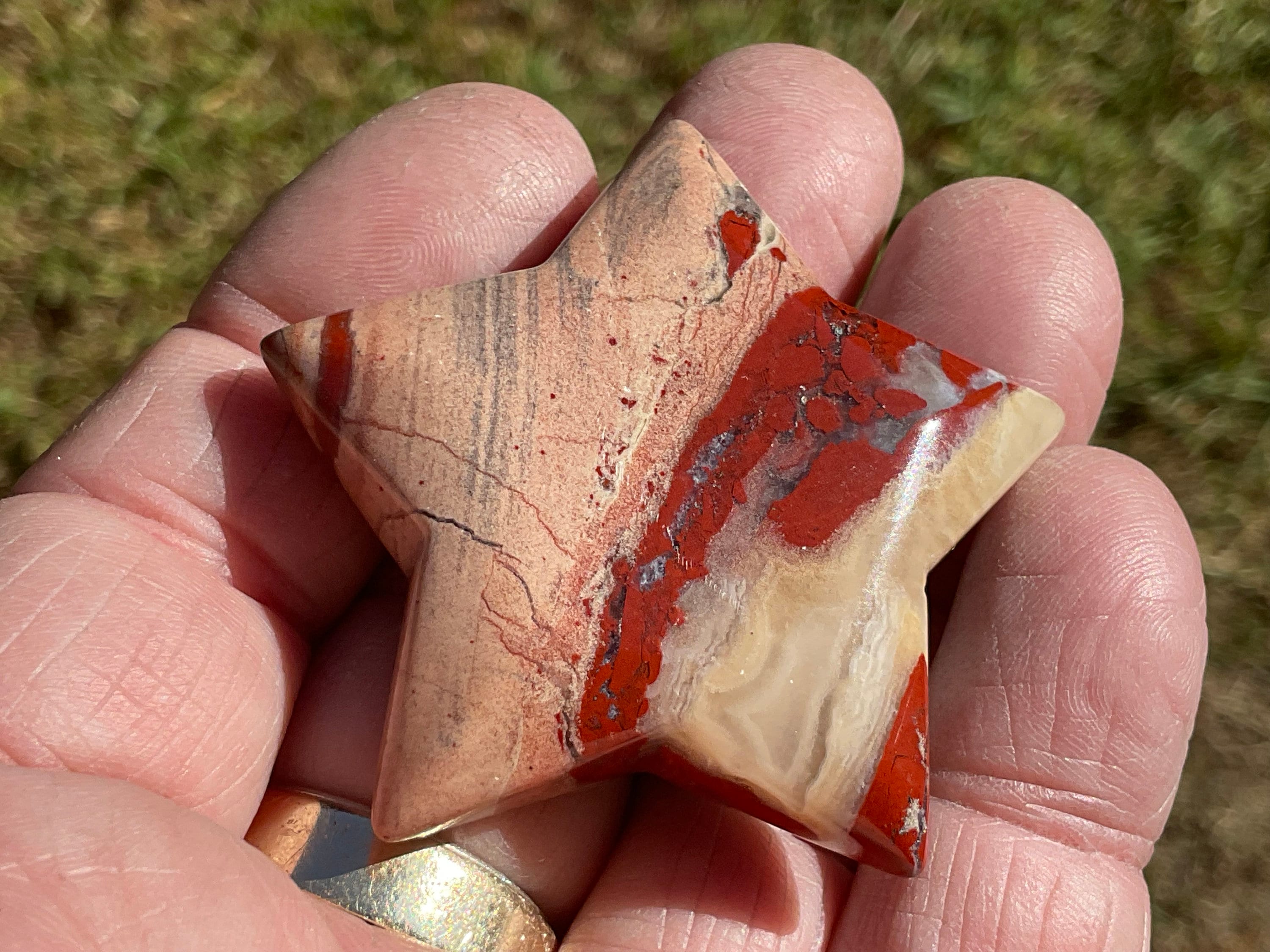 40g Brecciated Red Jasper with Chalcedony Star 3A