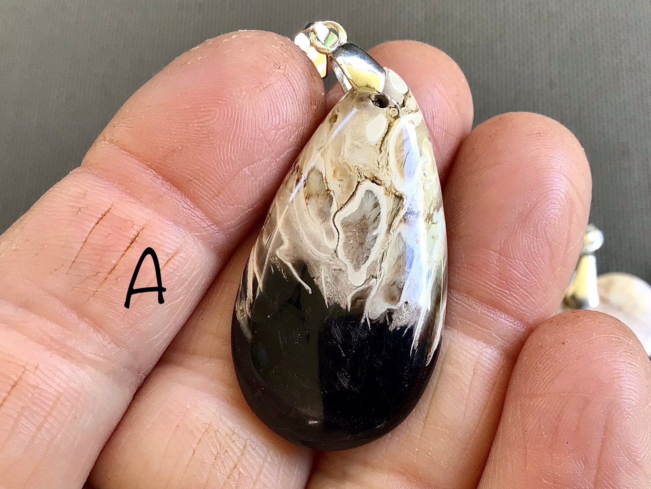 Indonesian Fossilised Palm Tree Pendants Group 4