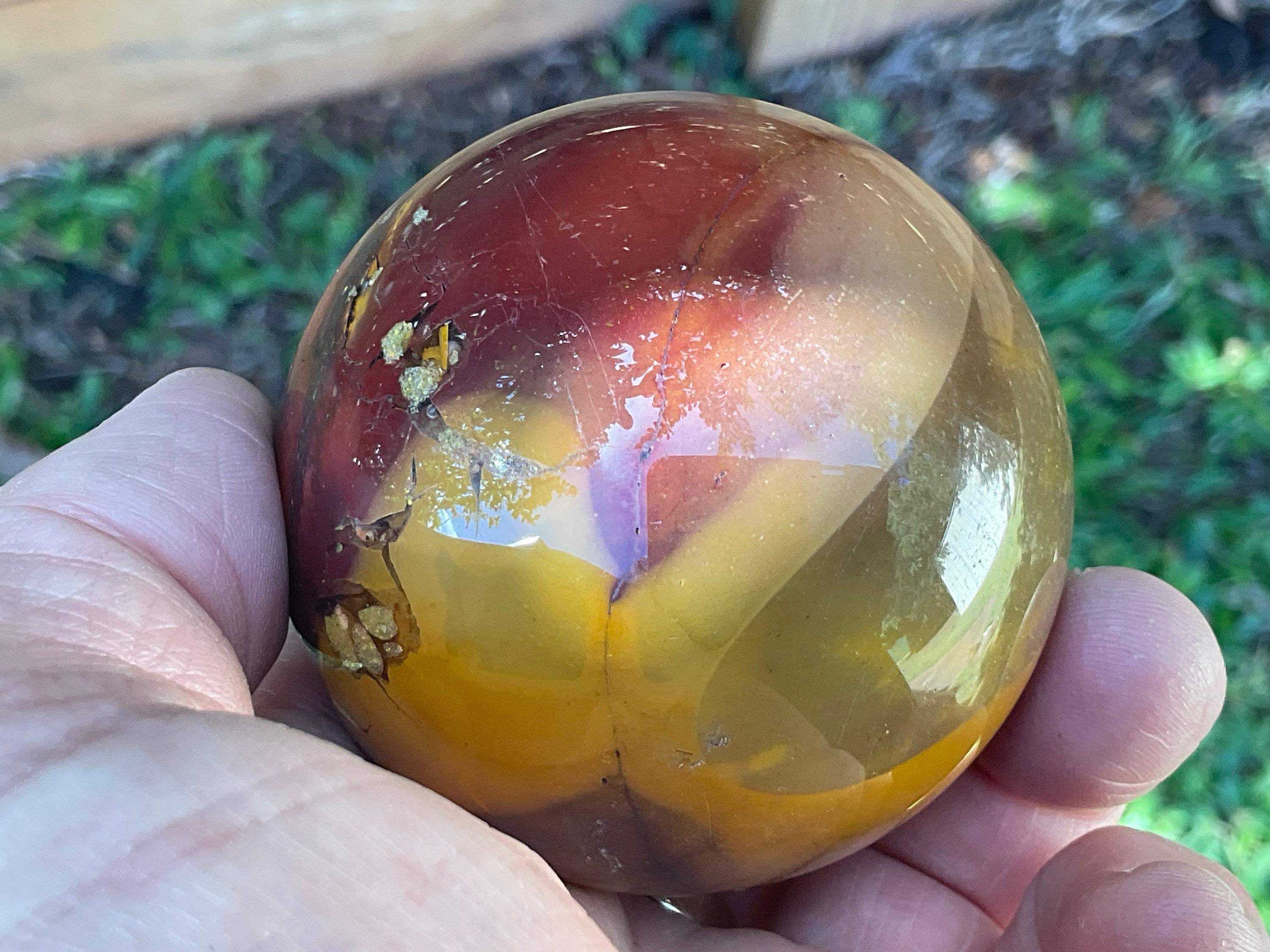 288g Mookaite Jasper Sphere 2B (Repaired)