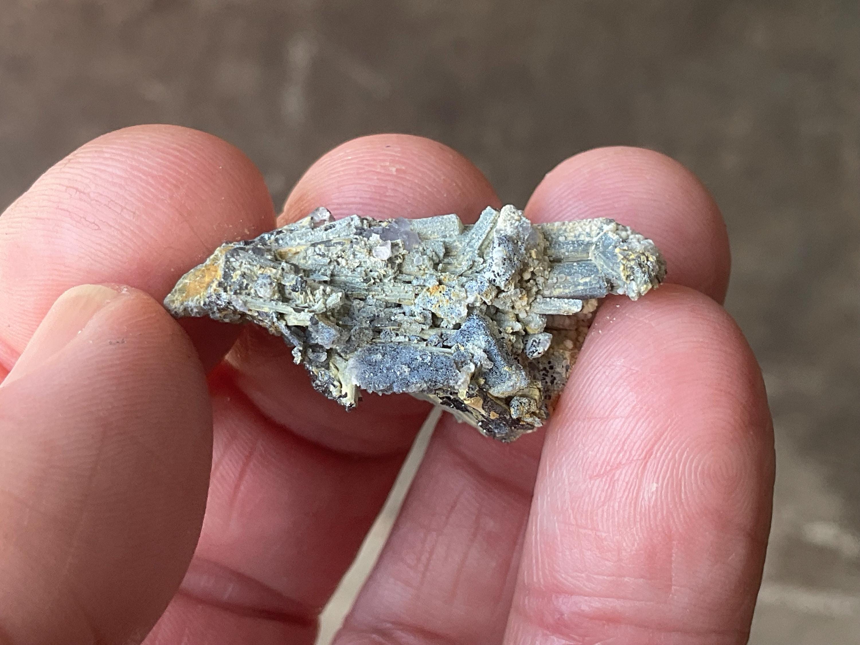 8g Botryoidal Fluorite with Valentinite on Stibnite Specimen 3B from Jiangxi, China