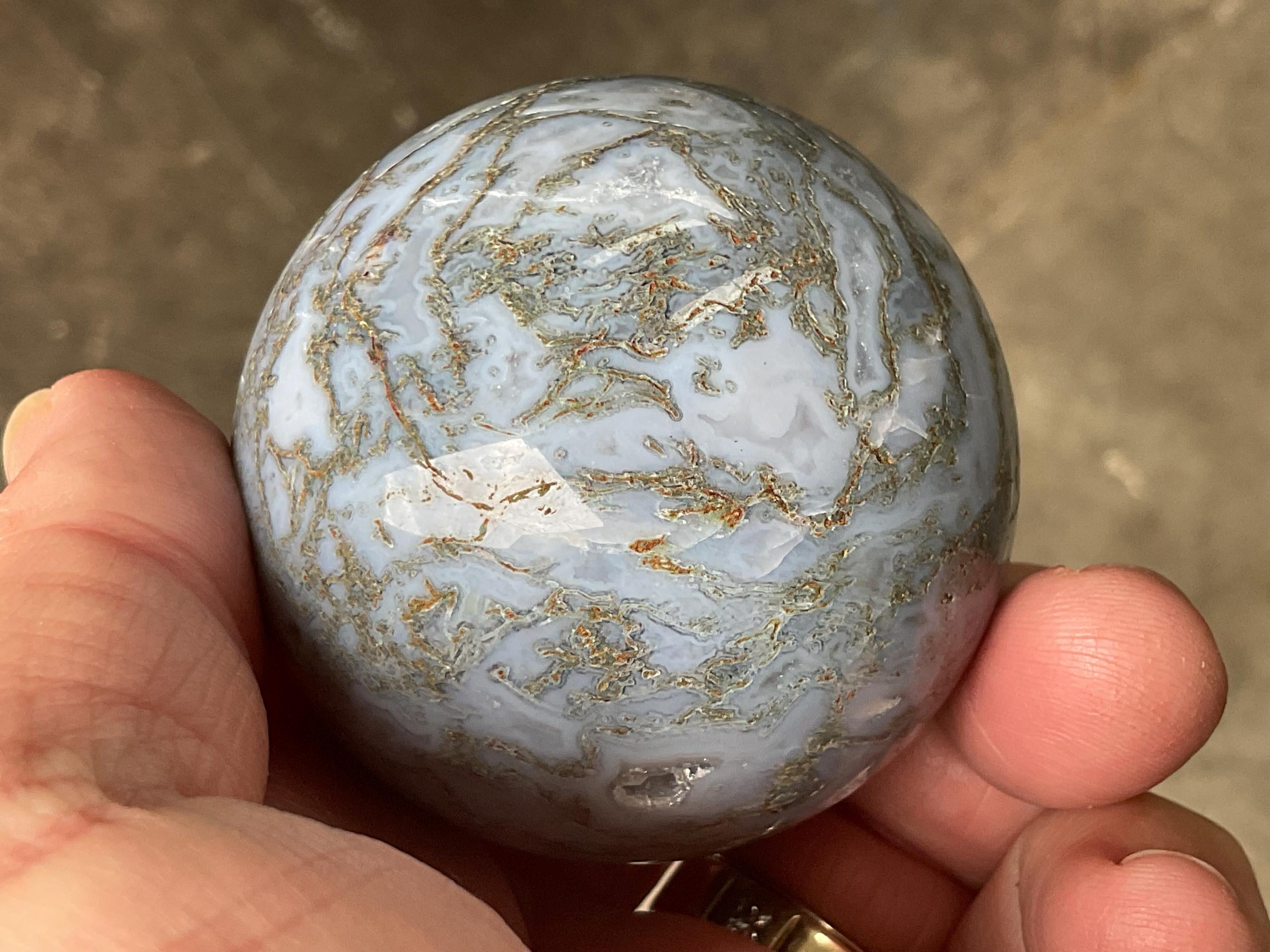 222g Moss Agate Sphere 5A