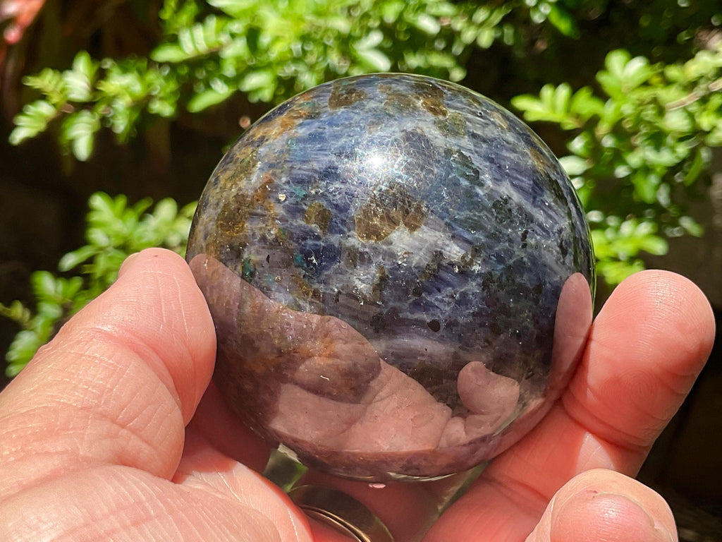 372g Iolite with Apatite Sphere 4B