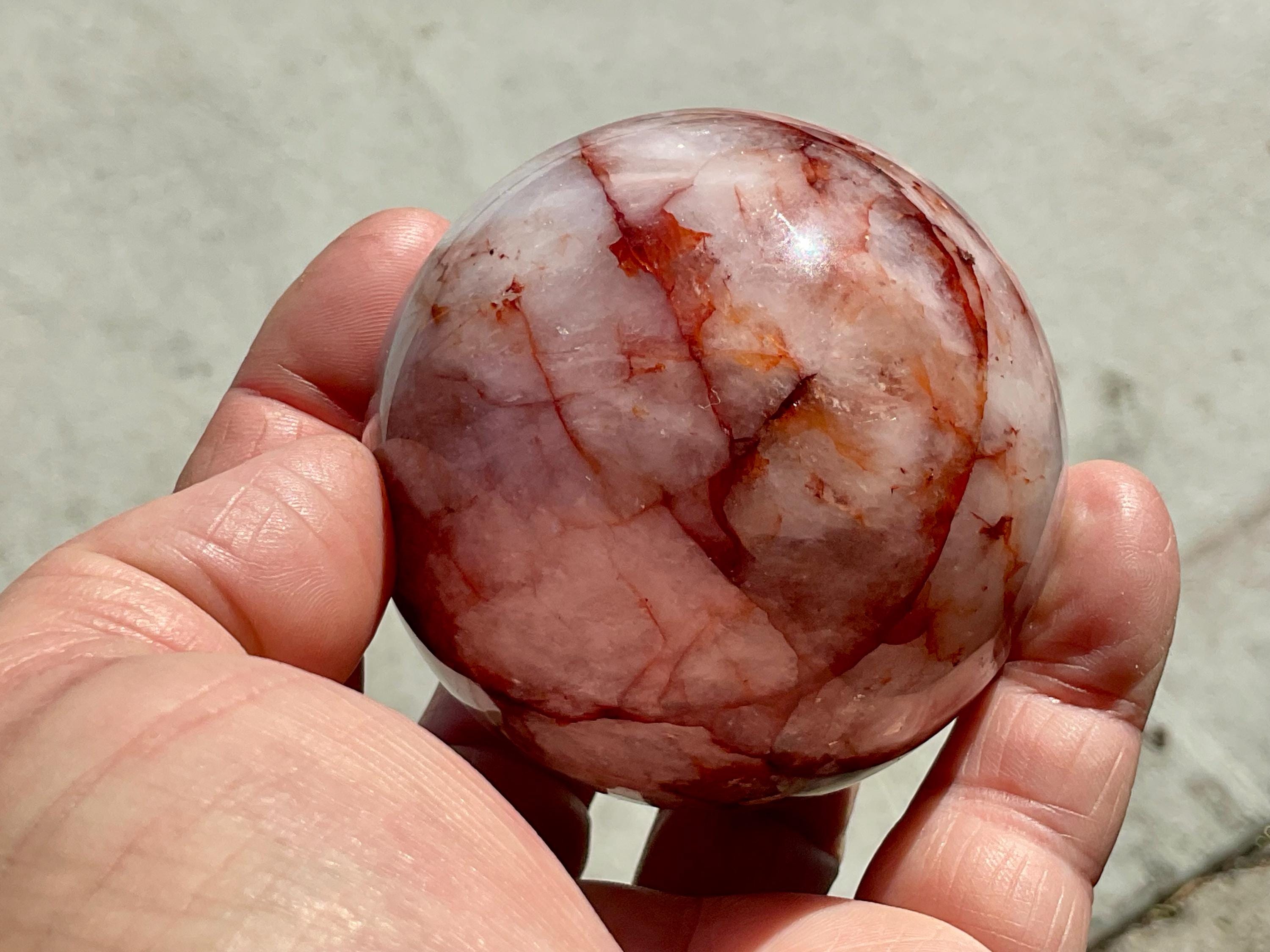 386g Fire Quartz (Hematite Quartz) Sphere 3A