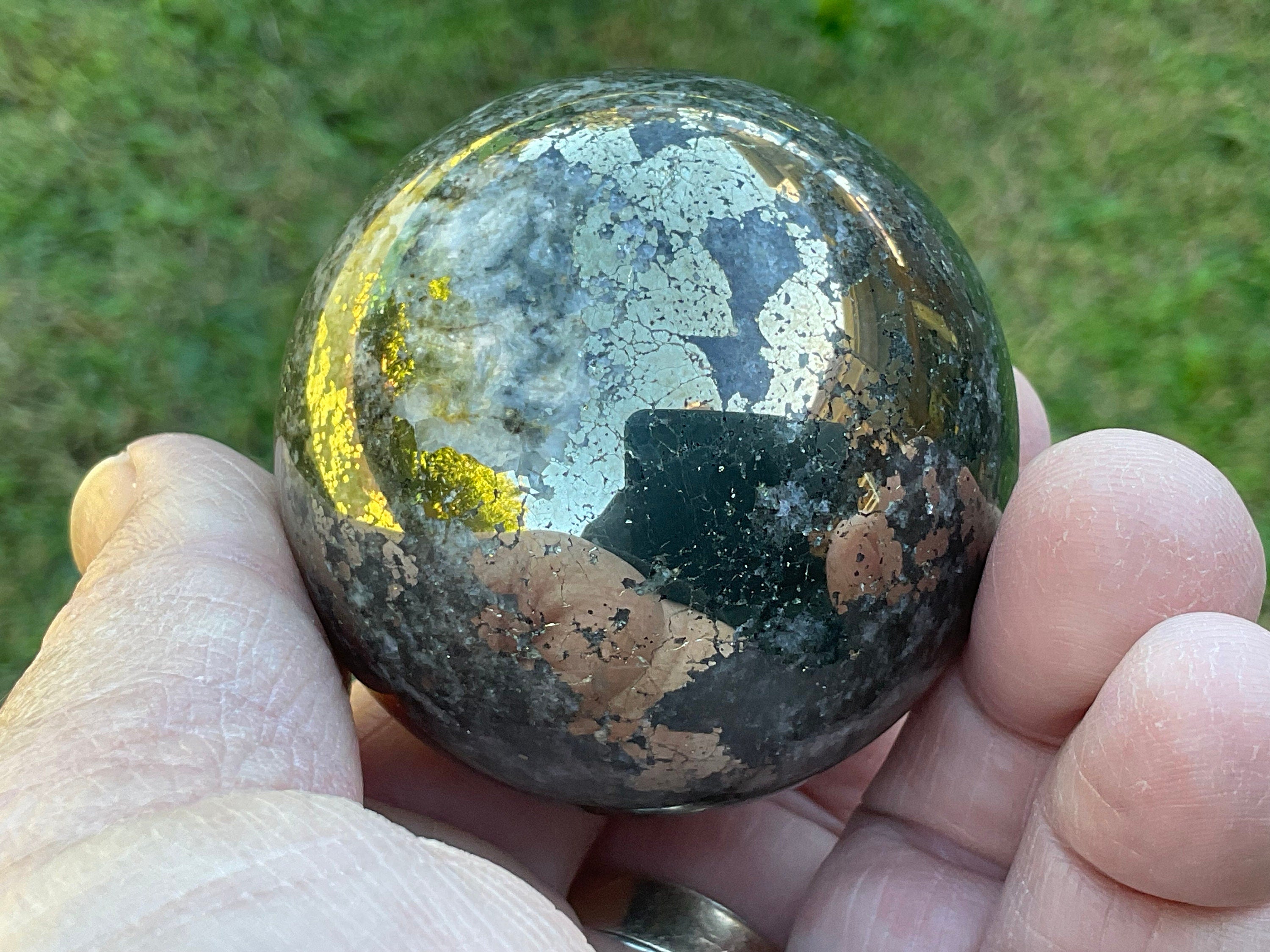 276g Cubic Pyrite in Quartz Sphere B