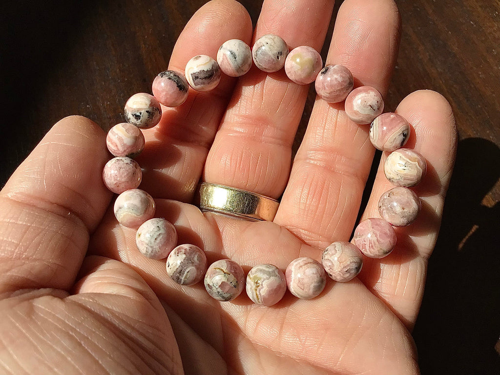 8mm Rhodochrosite Bead Bracelet (21 beads) C