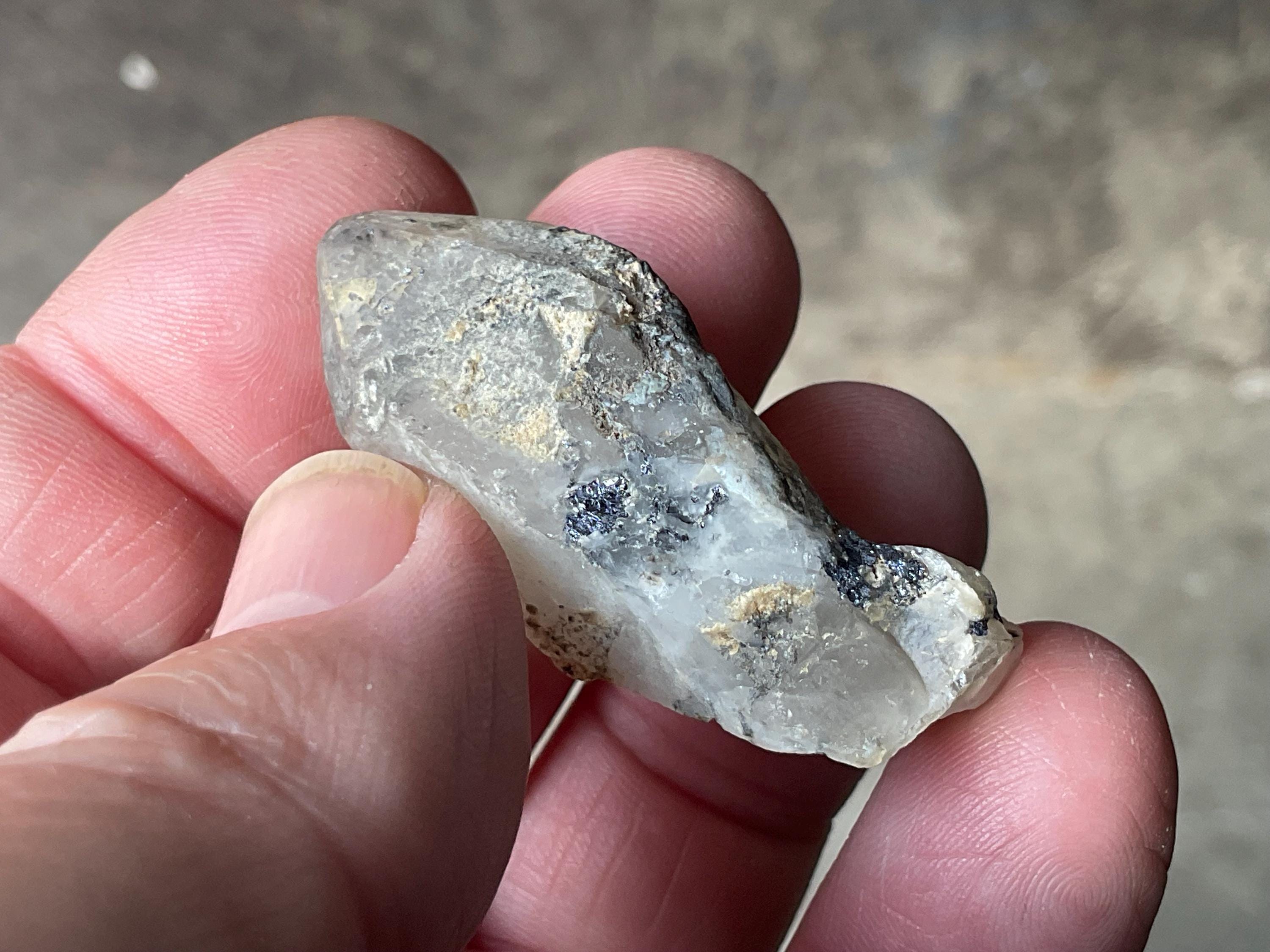 18g Molybdenite on Quartz Point Specimen 2A from Deepwater, Australia