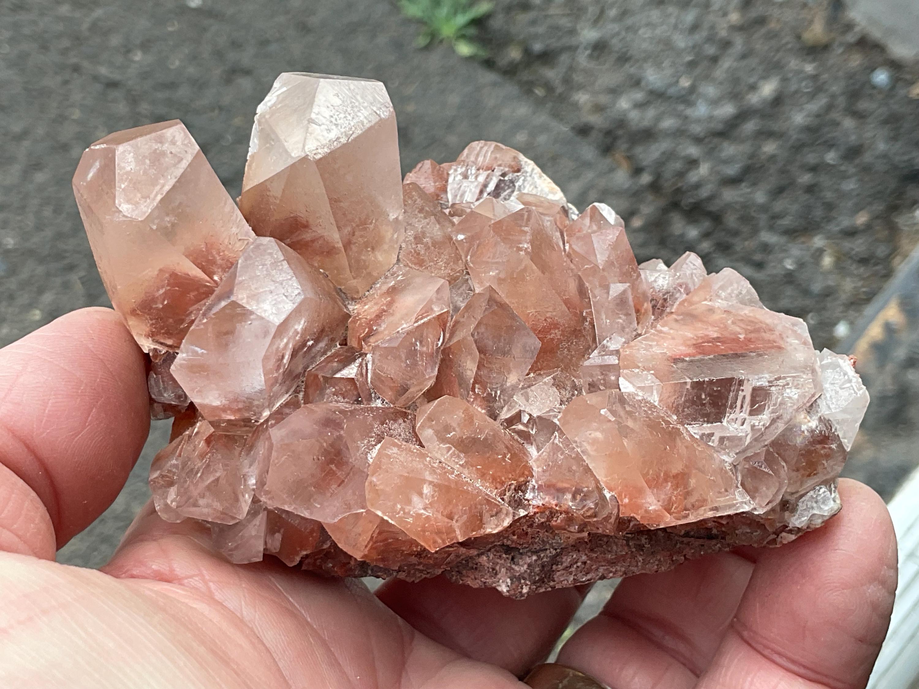 242g Blocky Calcite on Hematite Quartzite Specimen 2A from Hubei, China