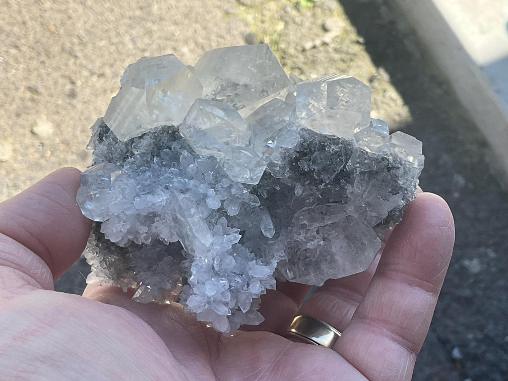 376g Large Diamond Calcite on Quartz Specimen B from Fujian, China