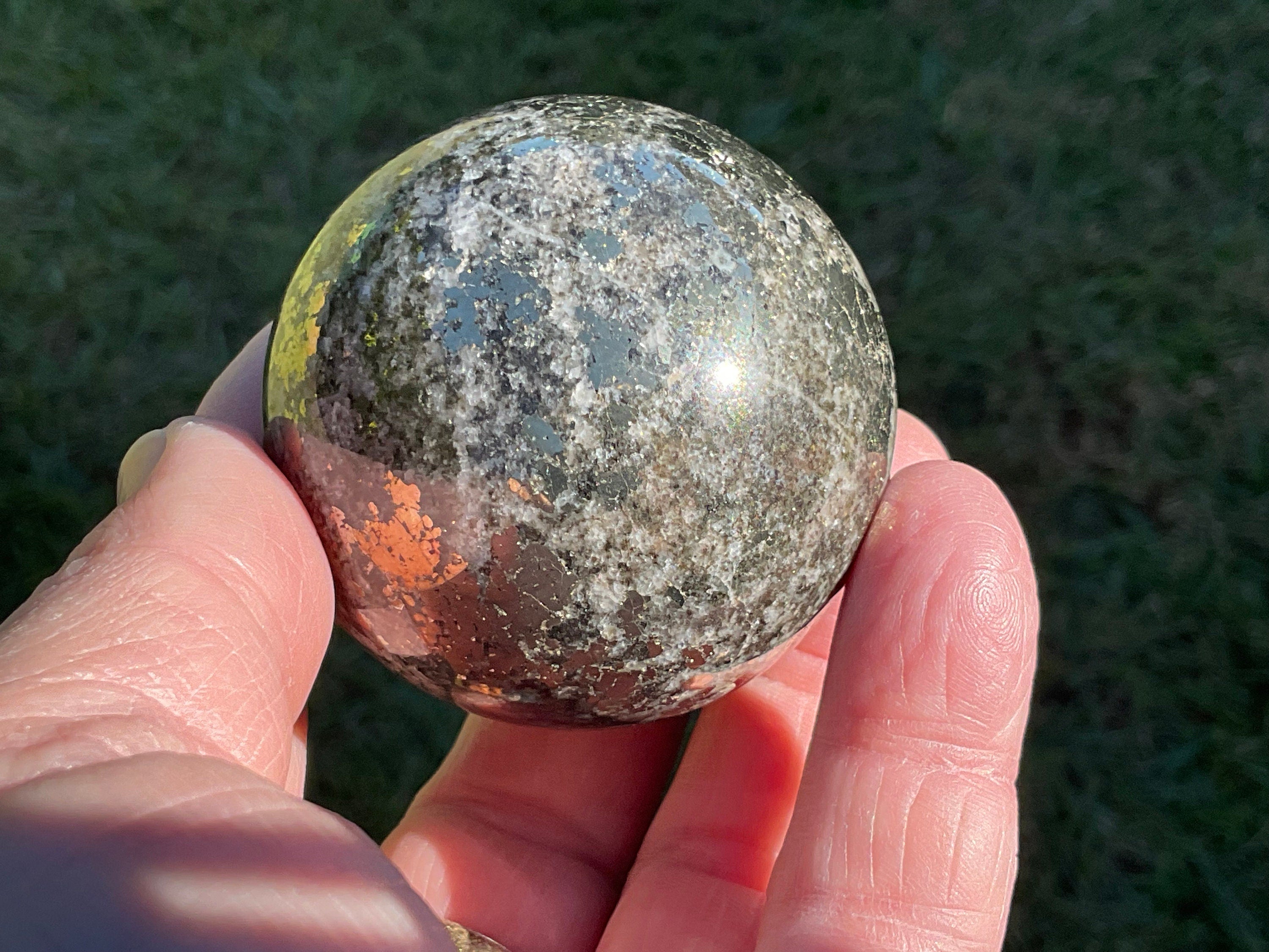276g Cubic Pyrite in Quartz Sphere B